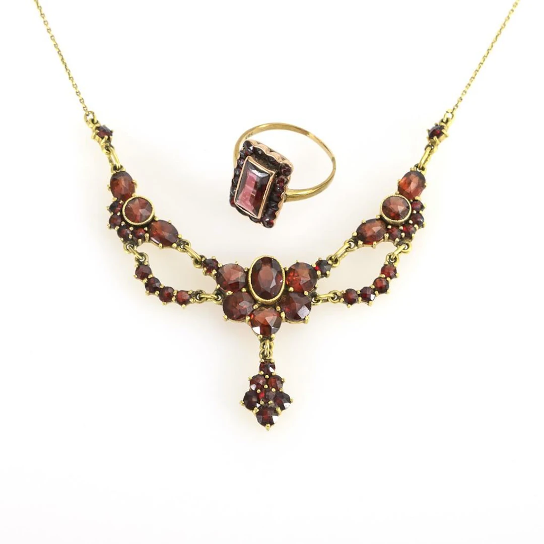 Garnet Necklace and Ring.