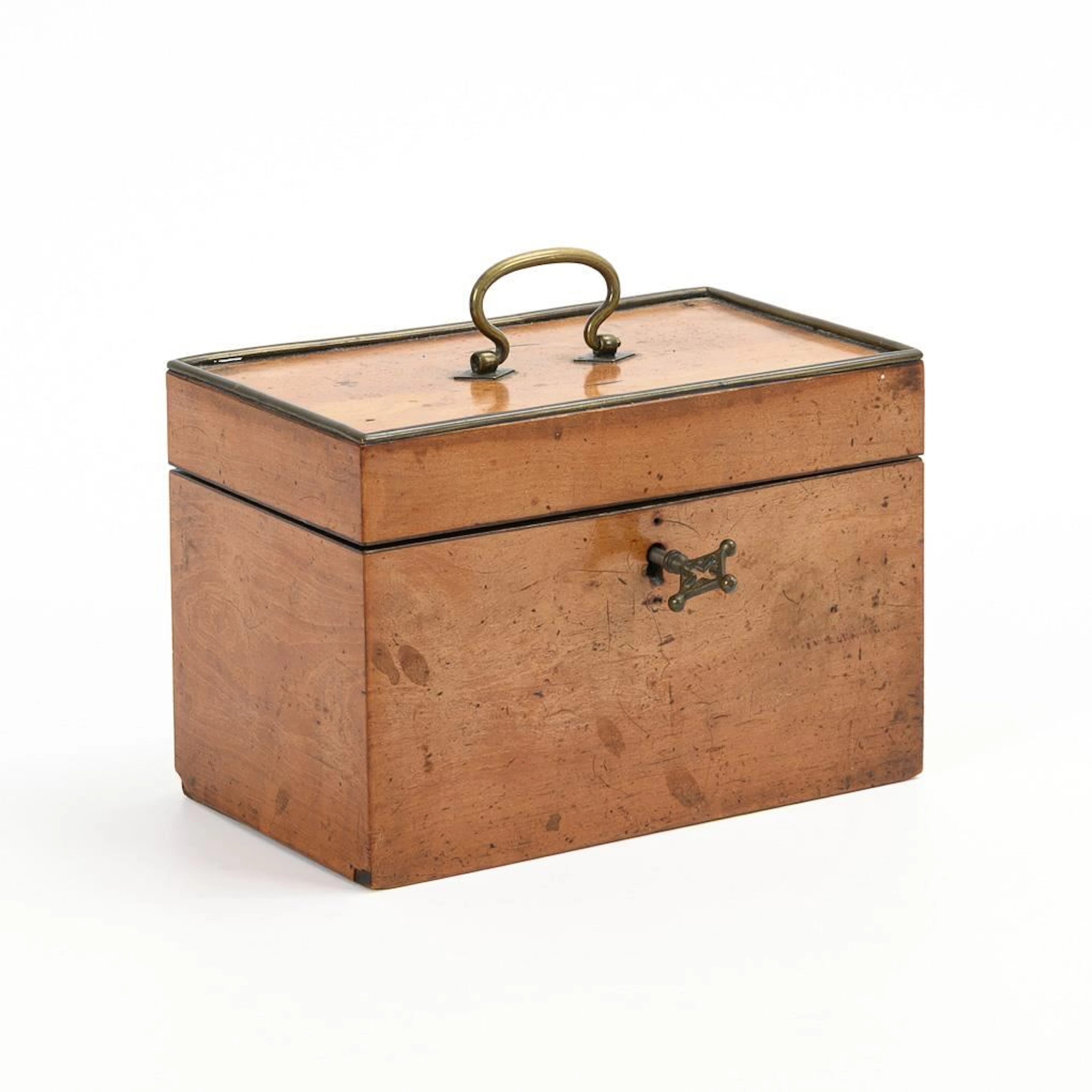 Biedermeier tea box with brass fittings.