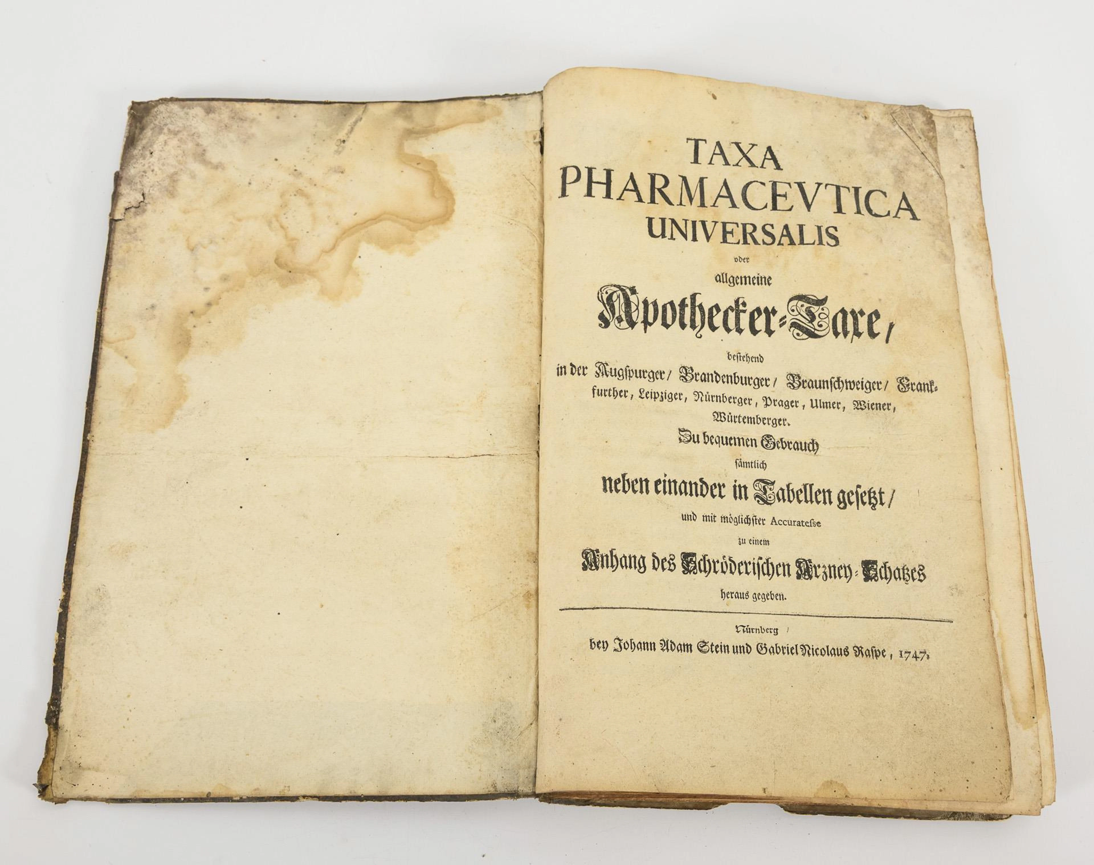 "Taxa Pharmaceytica universalis oder allgemeine Apothecker-Taxe ..."