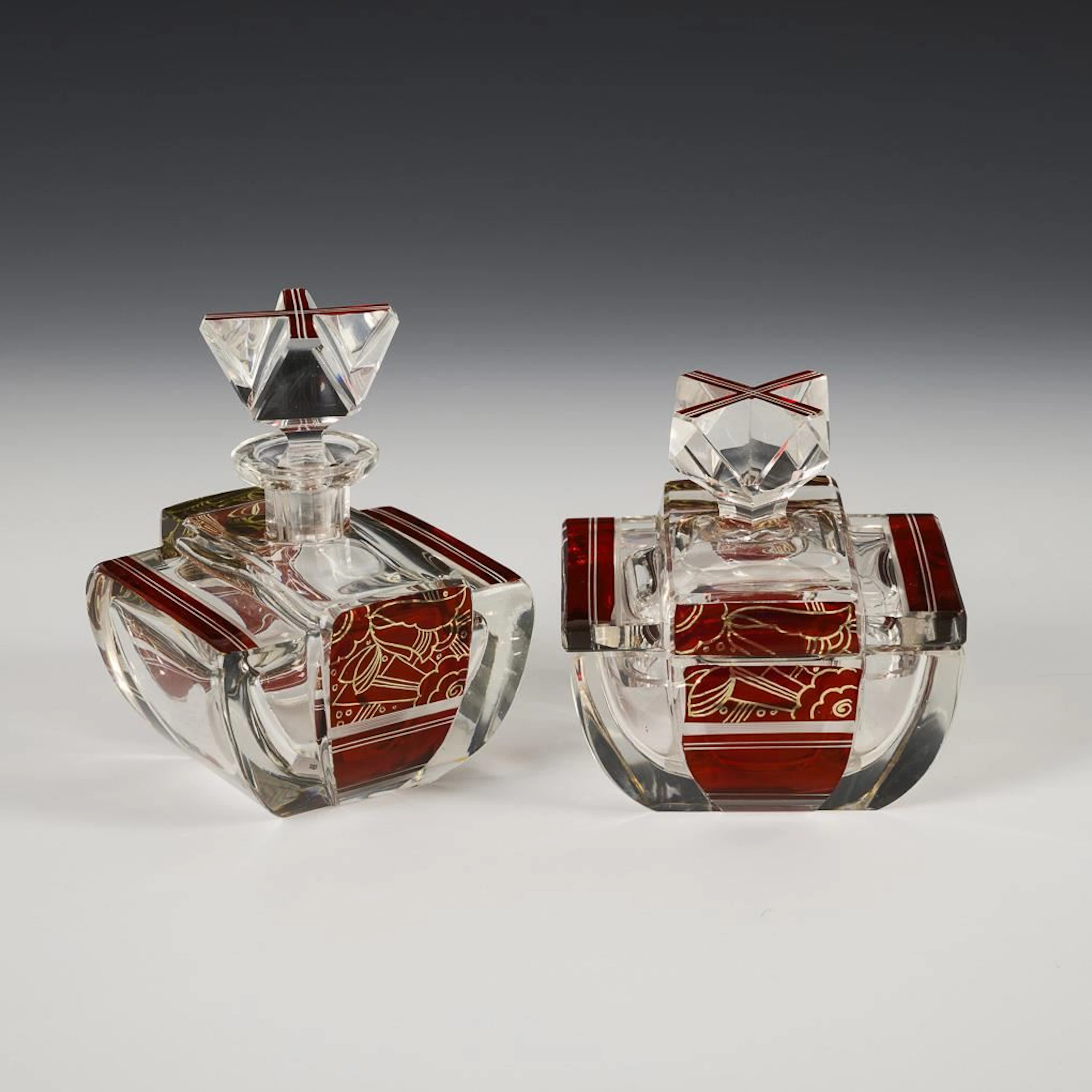 Art Deco box and bottle. Karl Palda (attributed).