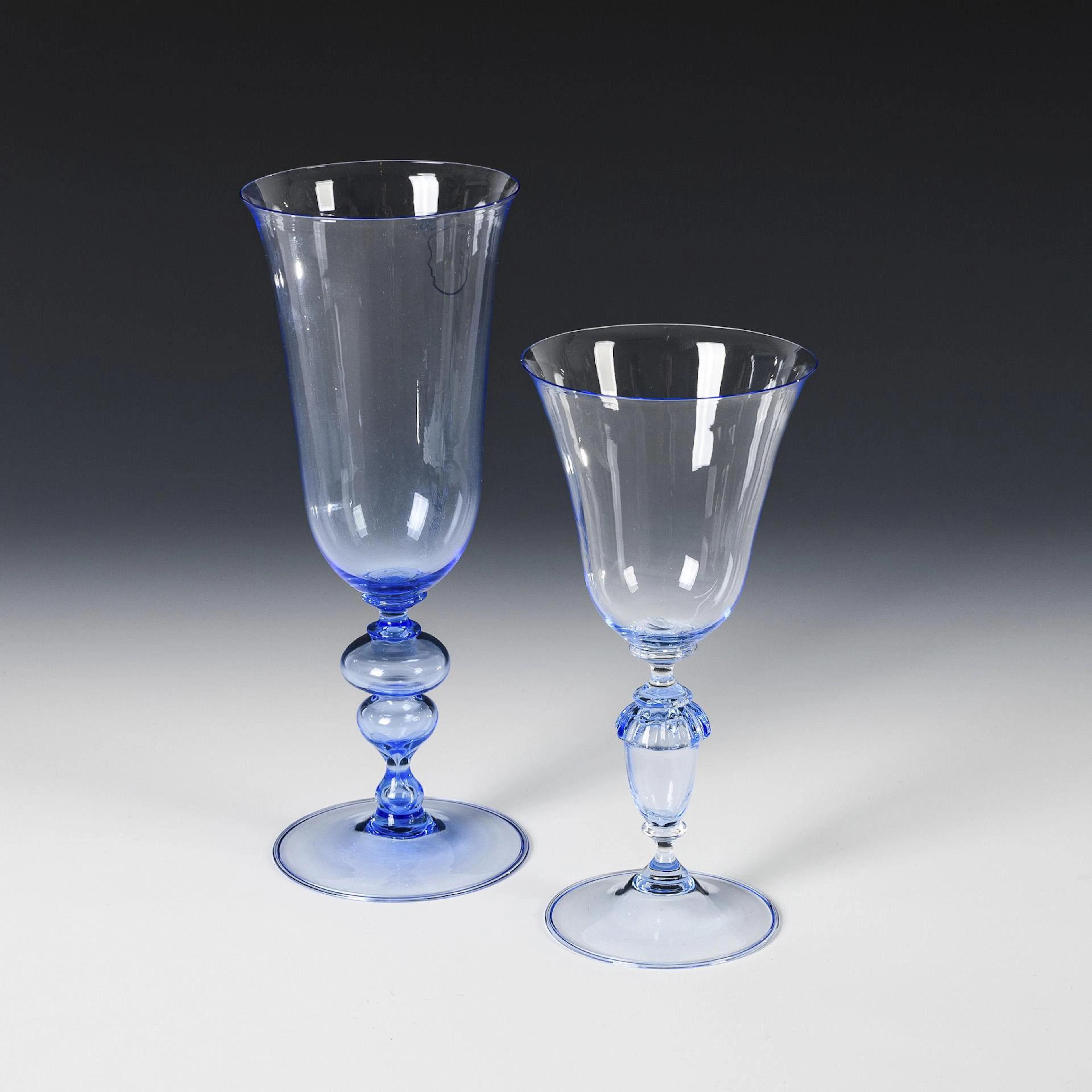 2 different goblets "in vetro soffiato". Venini/Murano.