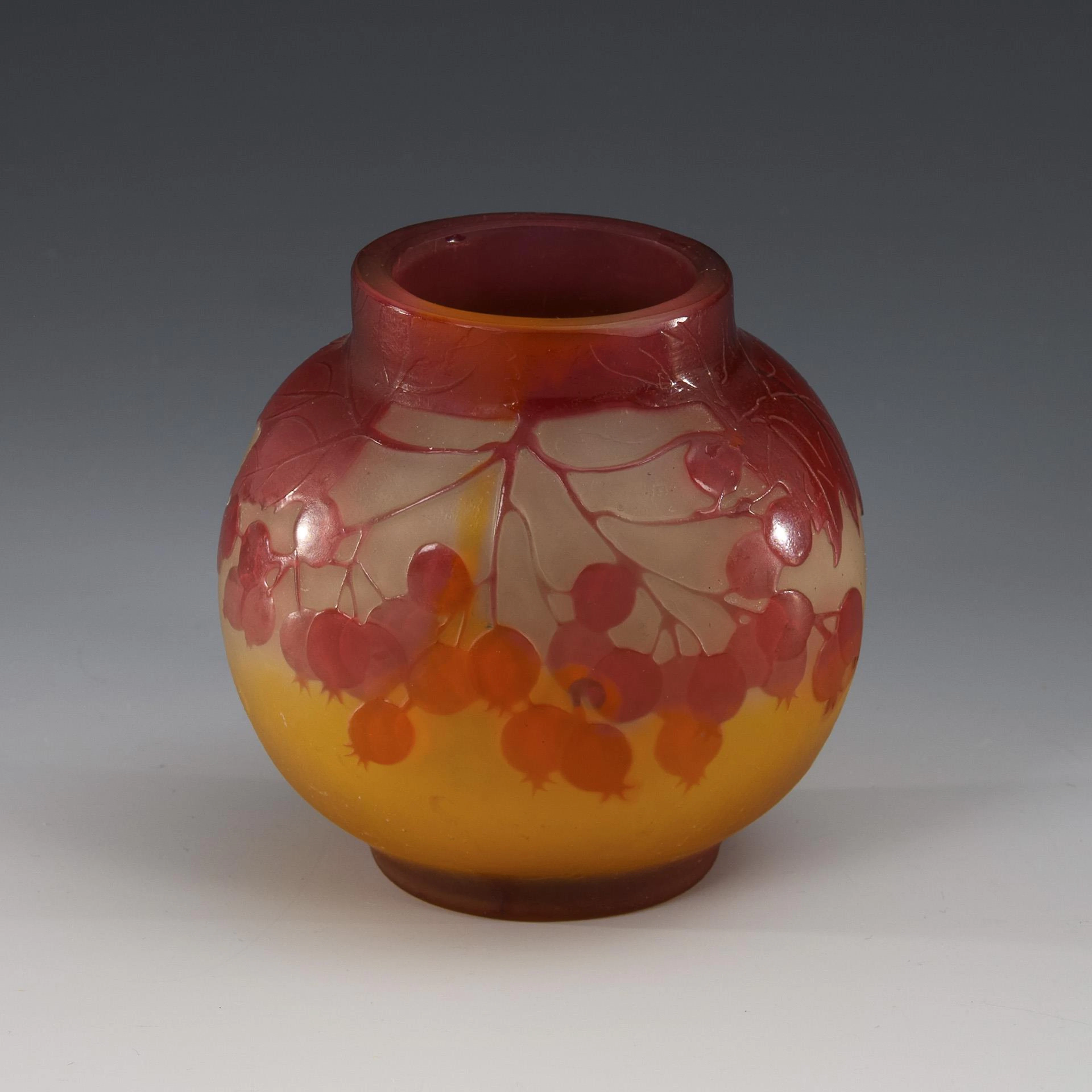 Small Art Nouveau vase with service tree decoration. Gallé.