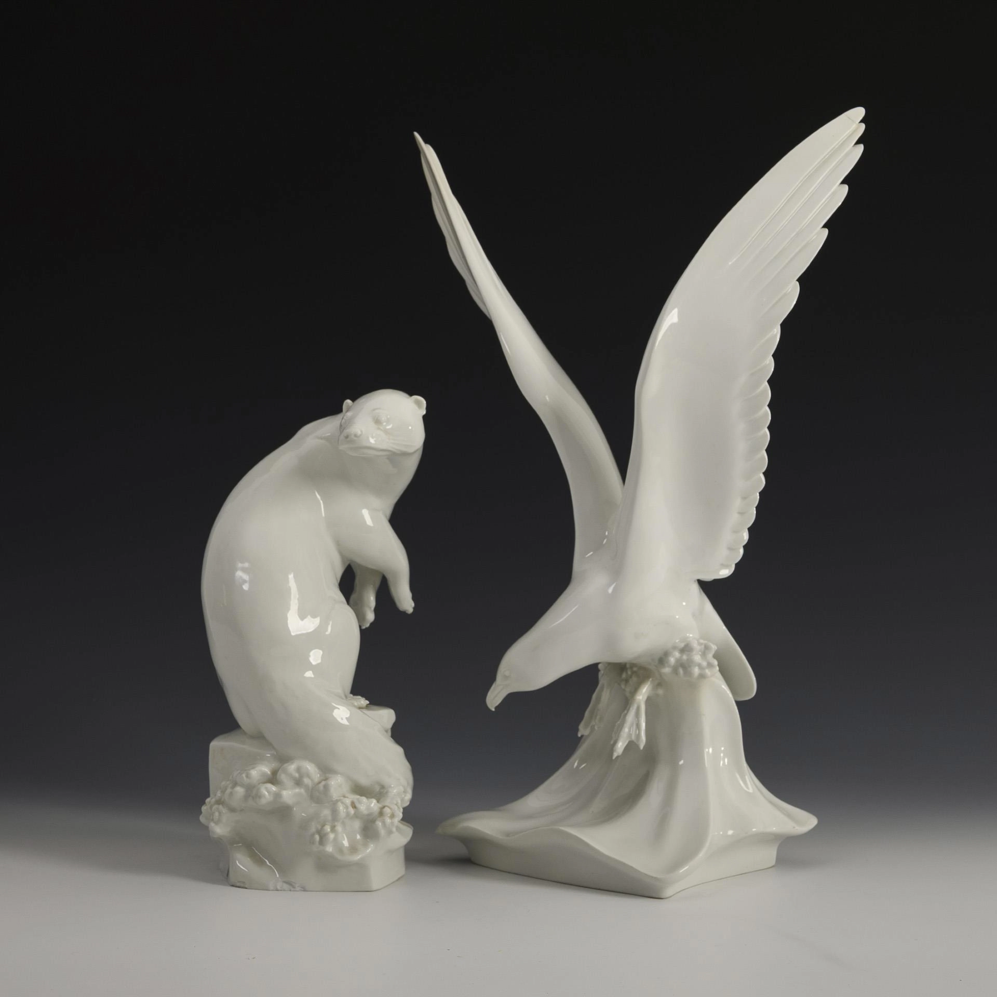 Fish otter and seagull. Meissen.