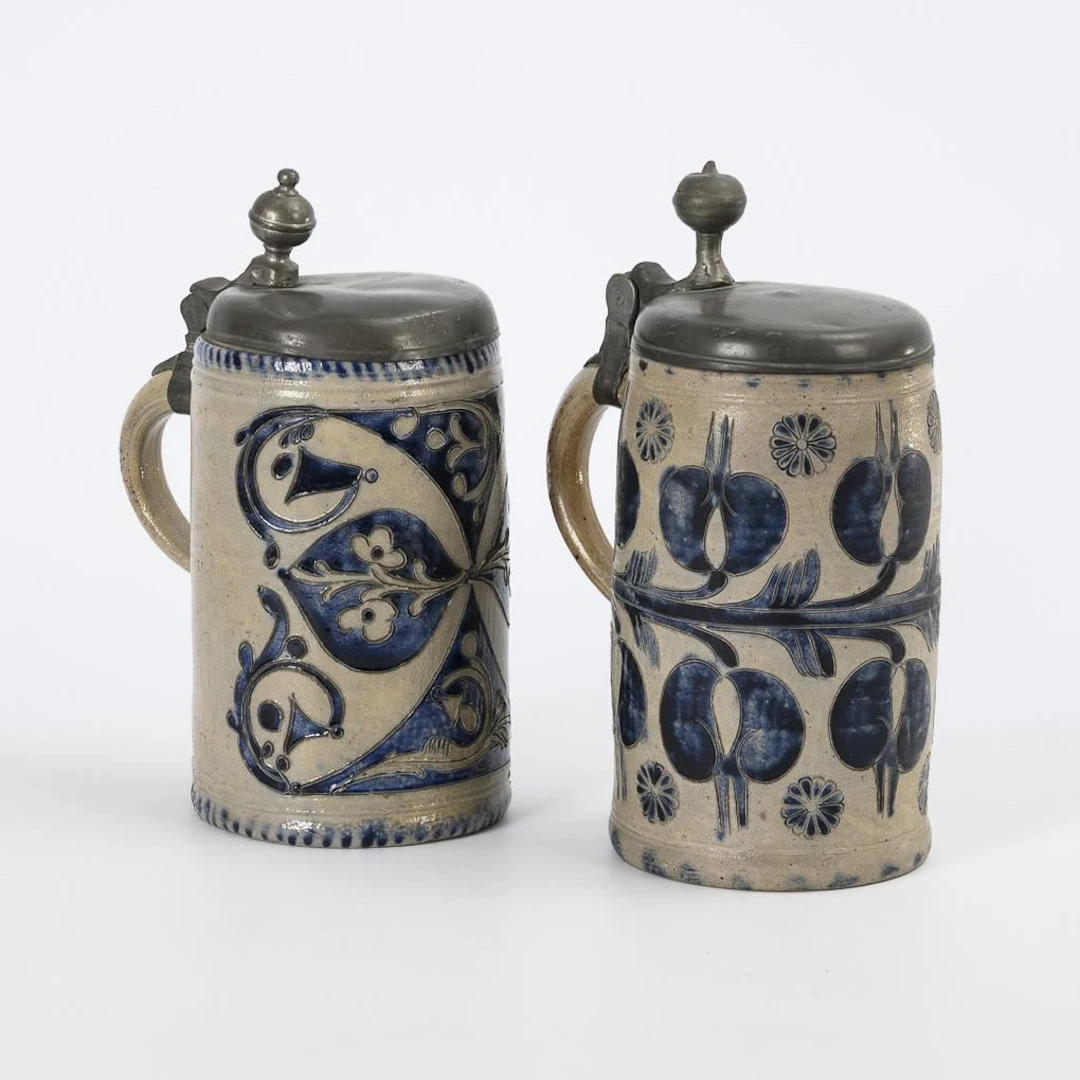 2 cylindrical jugs. Westerwald.