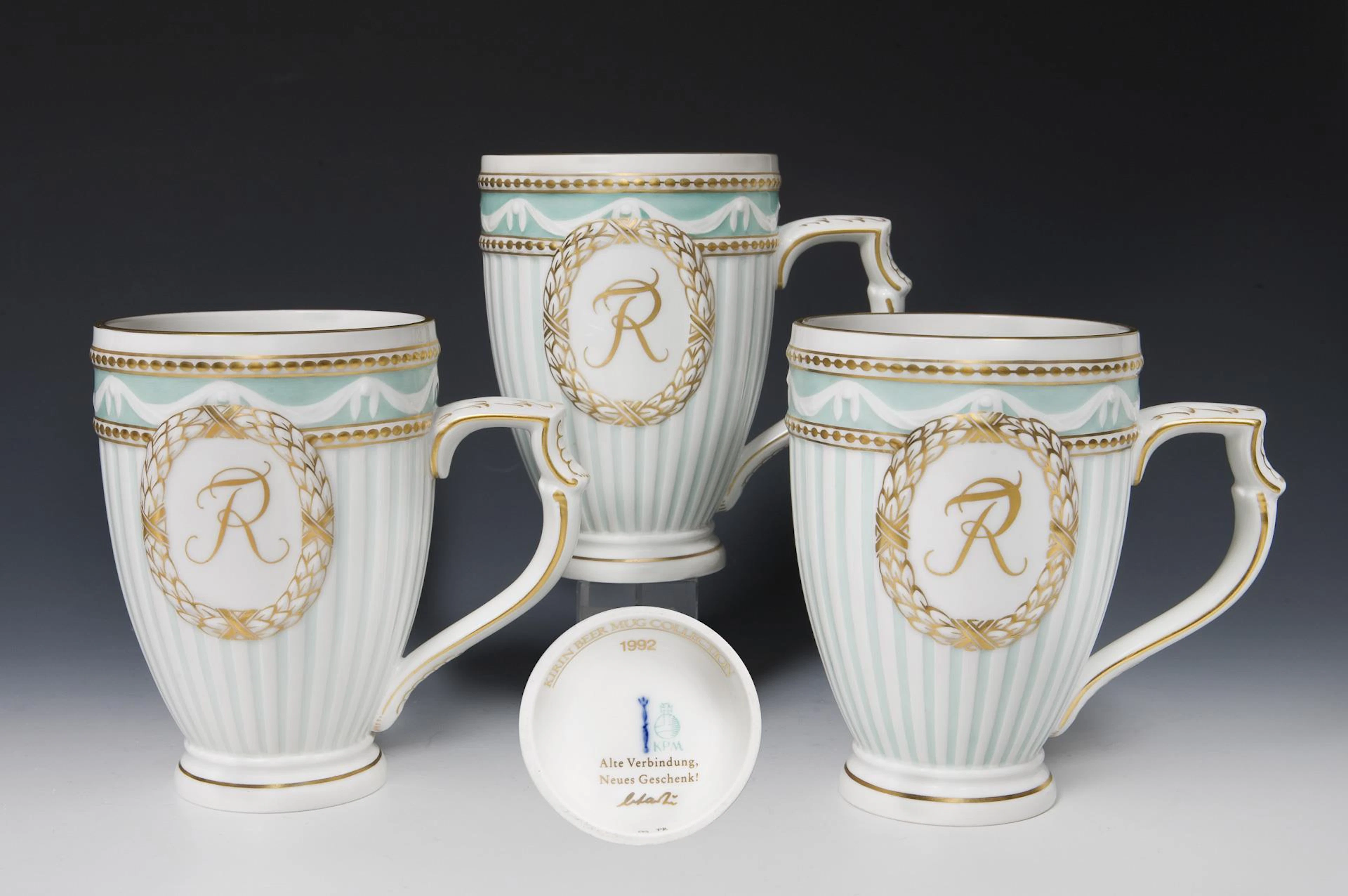 Set of 3 beer mugs. KPM Berlin.