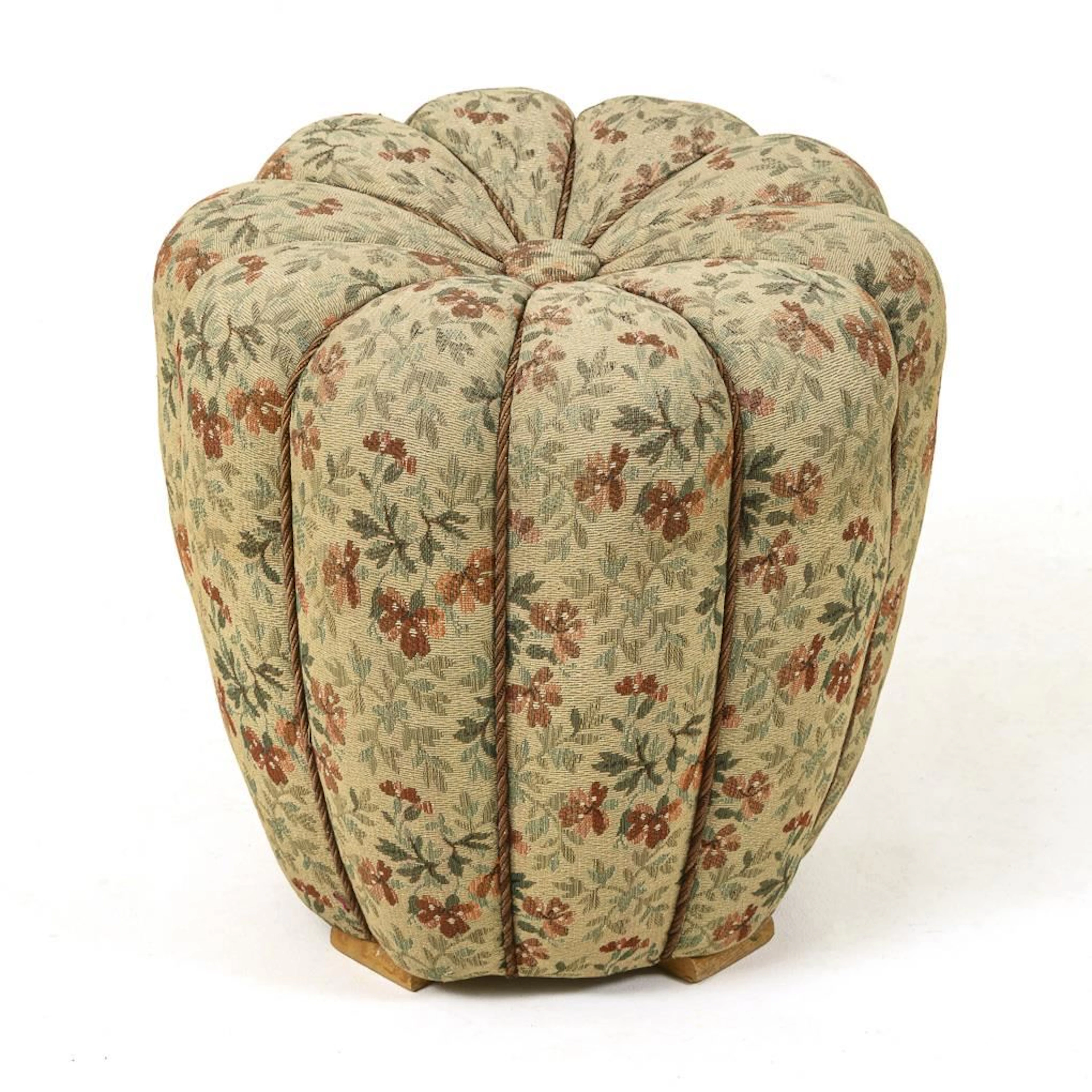 "Tulip" Upholstered Stool. Jindrich Halabala for Cesky Nabytek.
