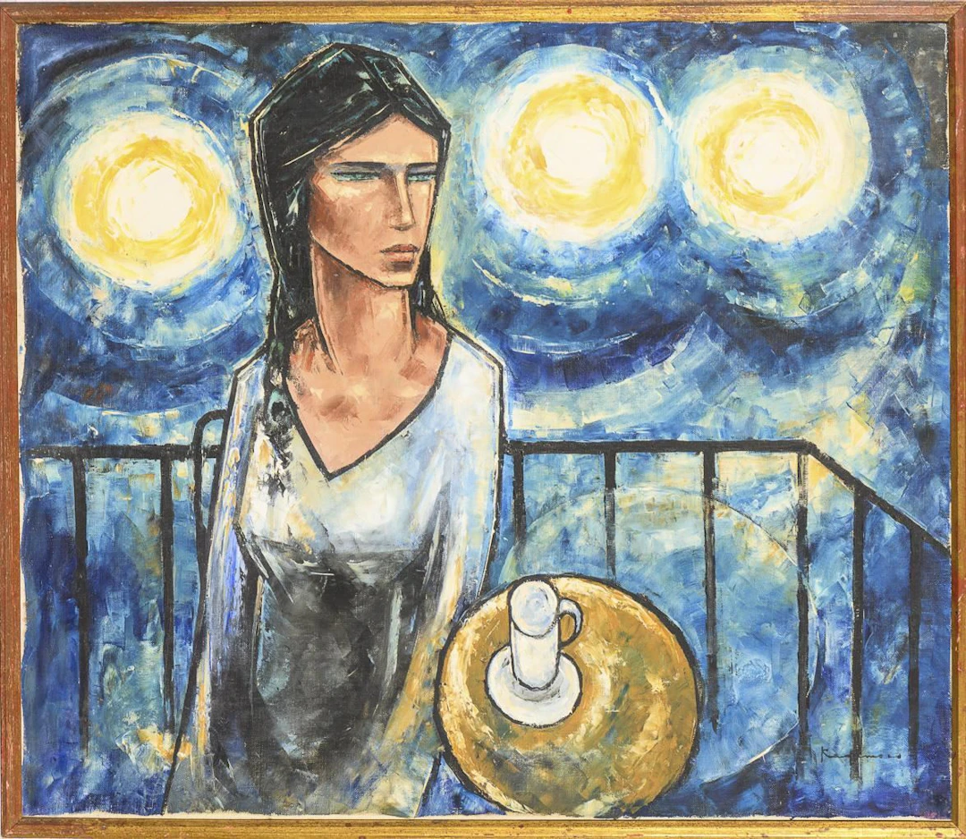 Indistinctly signed: Evening on the Balcony