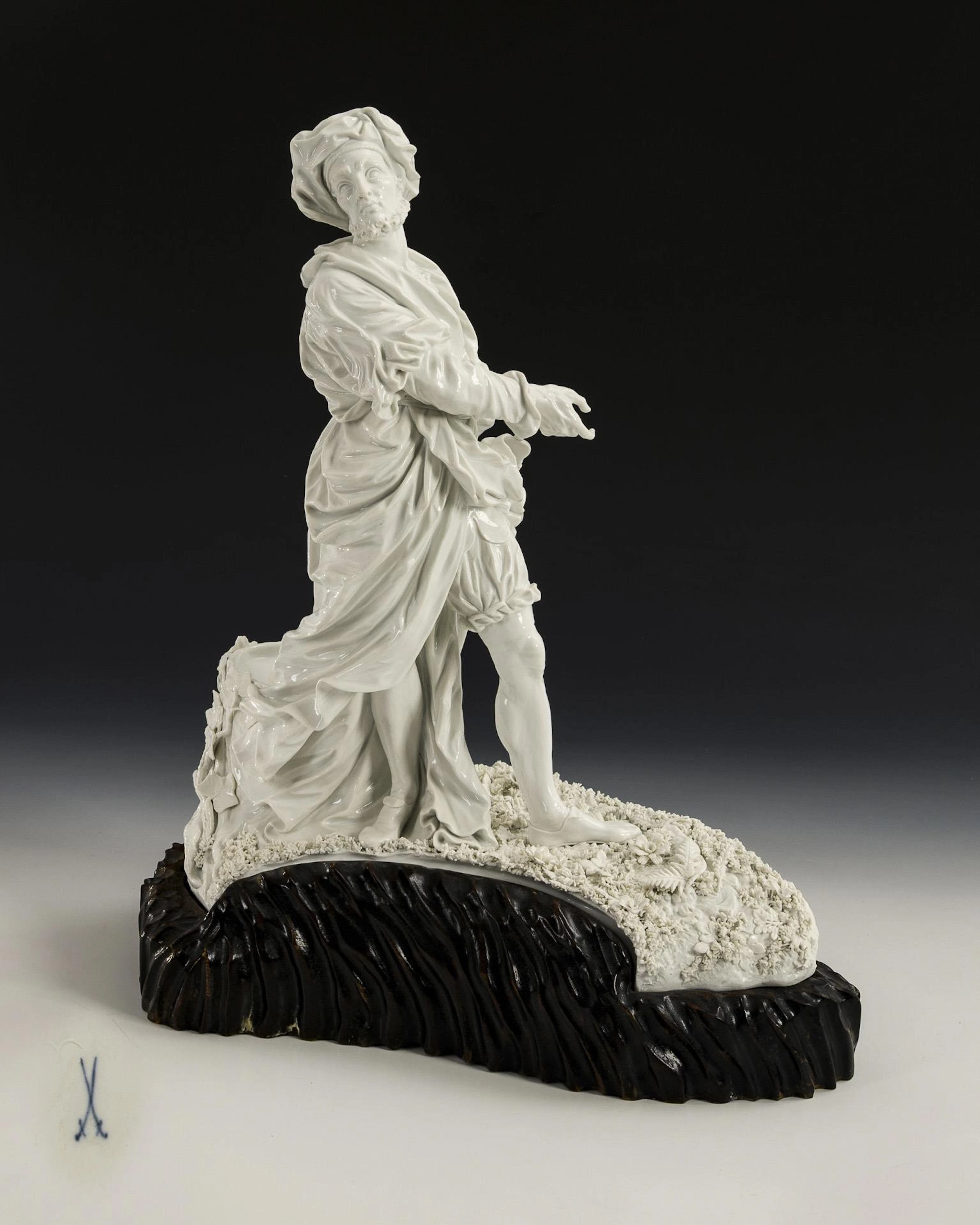 Rare figure from the group "Death of St. Francis Xaverius". Meissen.