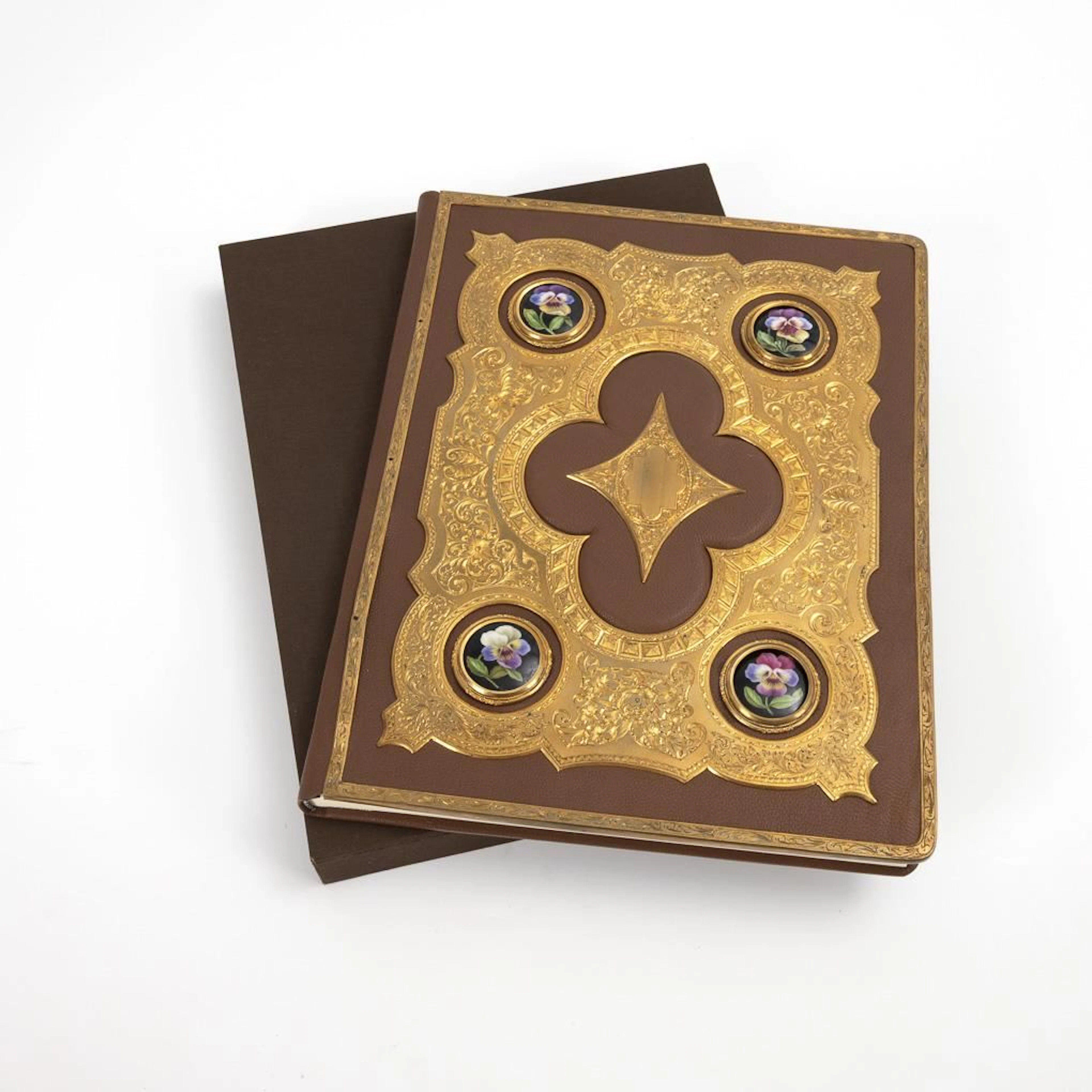 Blank book - luxurious binding with porcelain plaques.