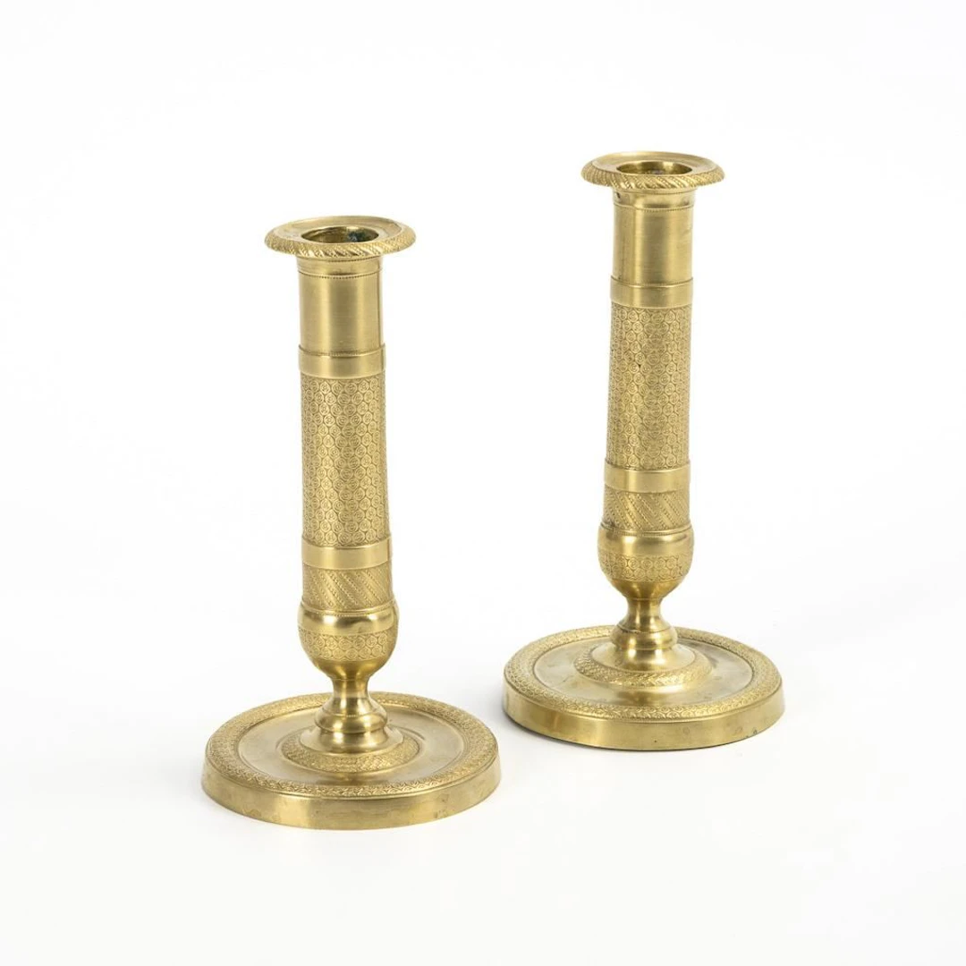 Pair of bronze candlesticks.