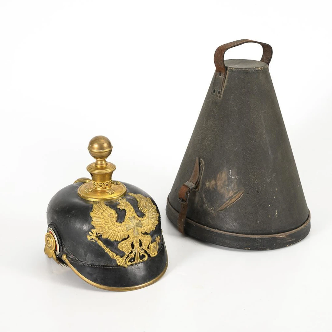 Prussian Landwehr gunner's helmet, in original box.
