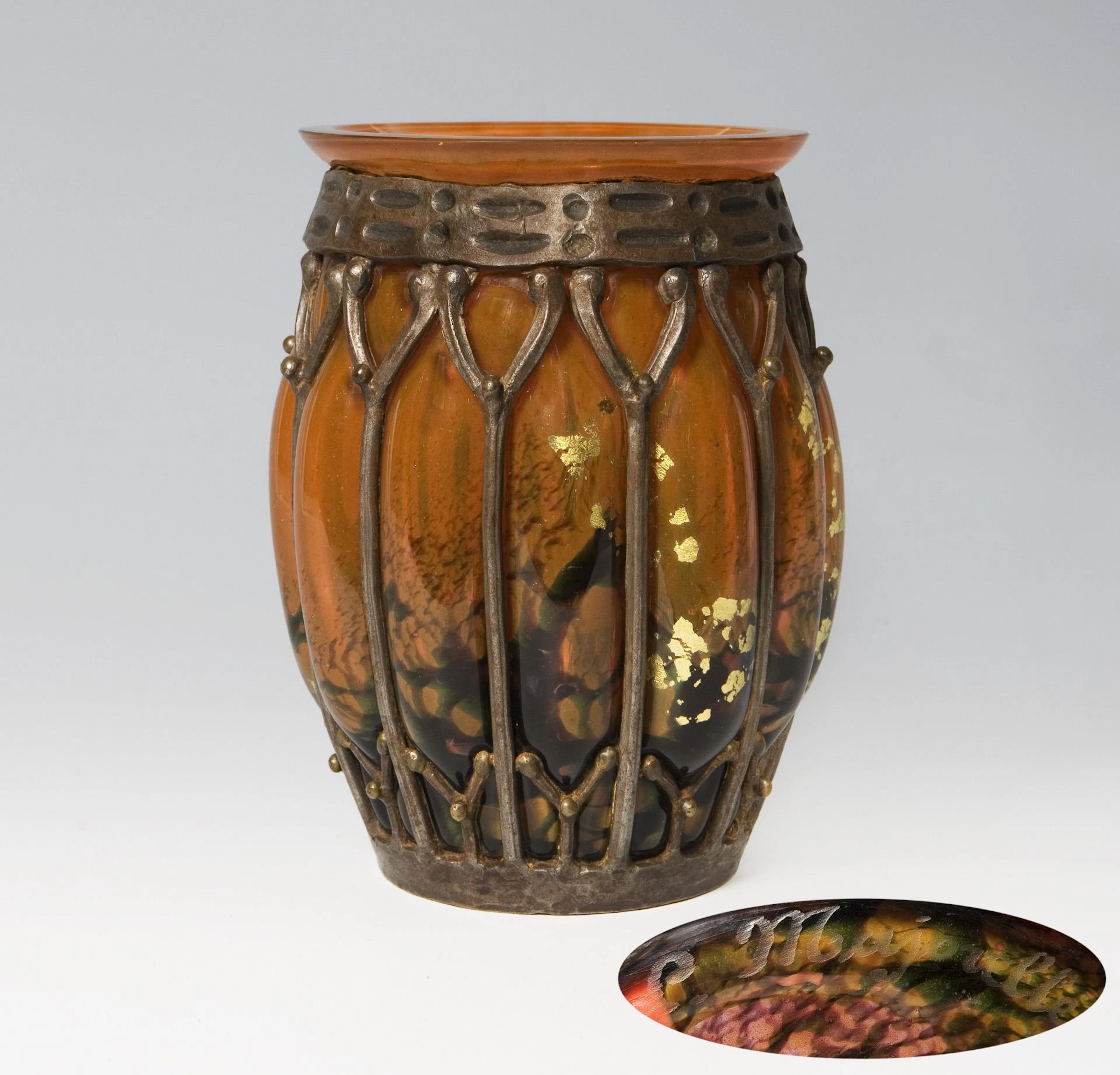 Art deco vase with iron mount. Daum Fréres & Louis Majorelle, Nancy.
