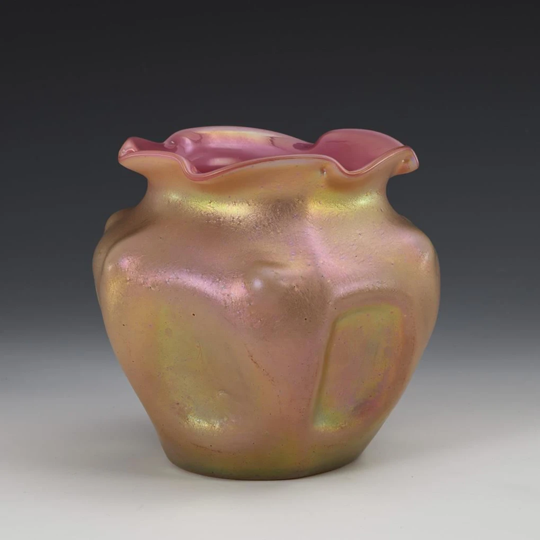 Art Nouveau vase with silver iris. Kralik.