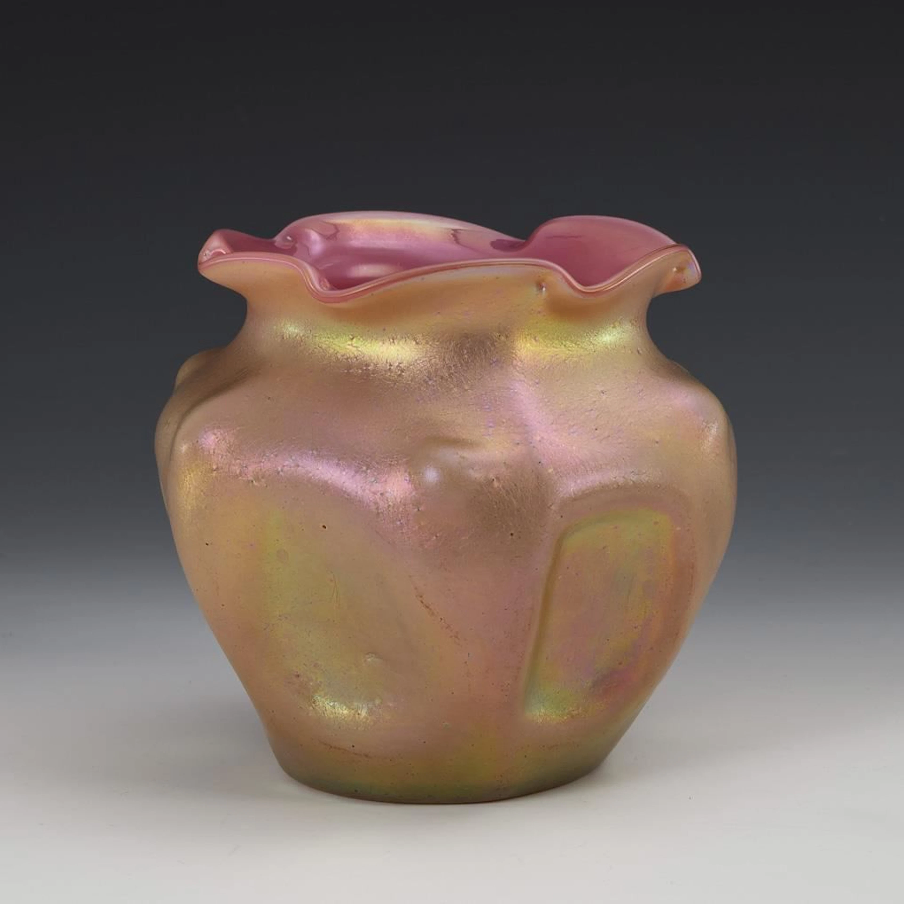 Art Nouveau vase with silver iris. Kralik.