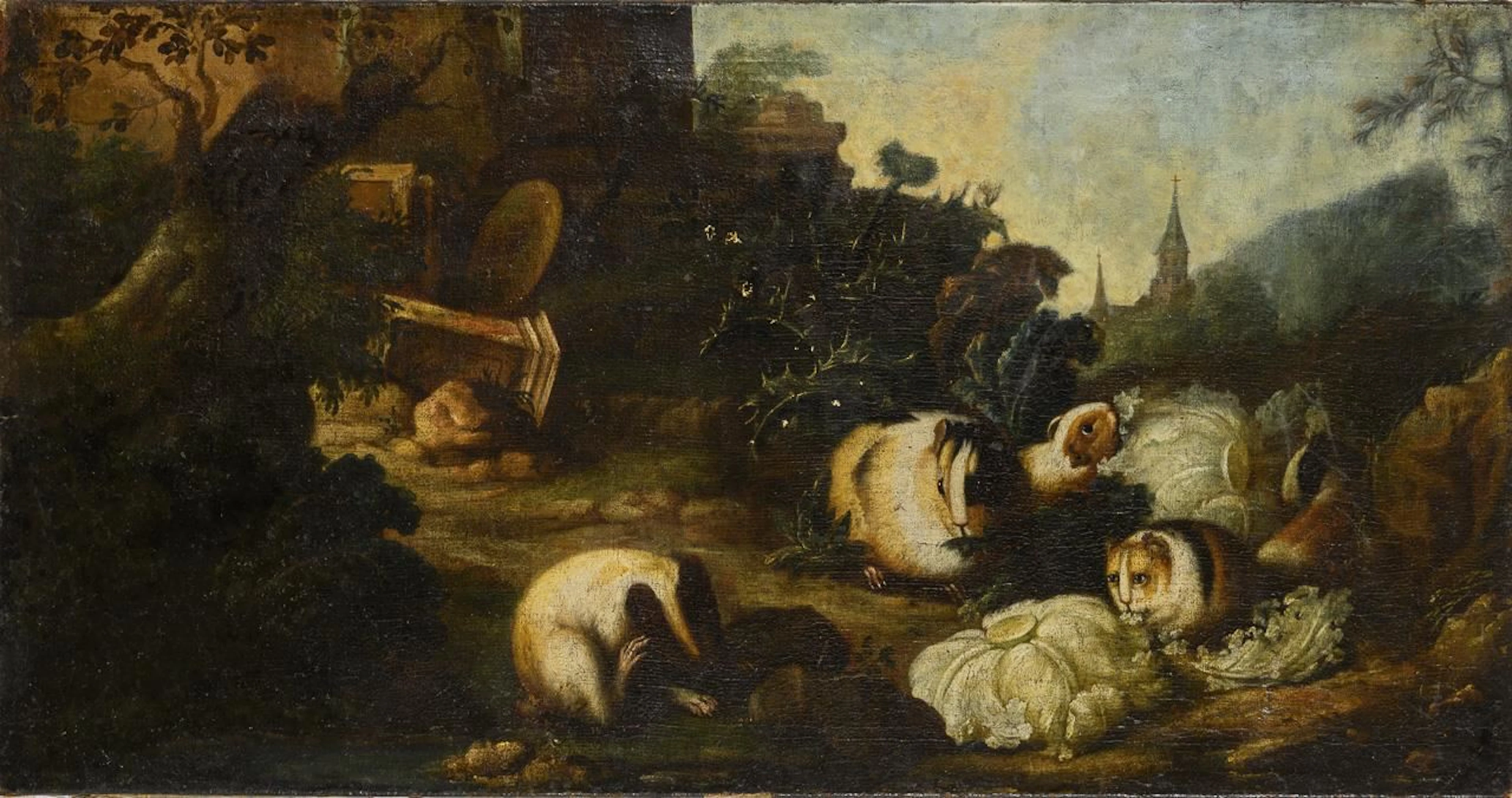 Guinea Pigs in a Landscape with Ruins