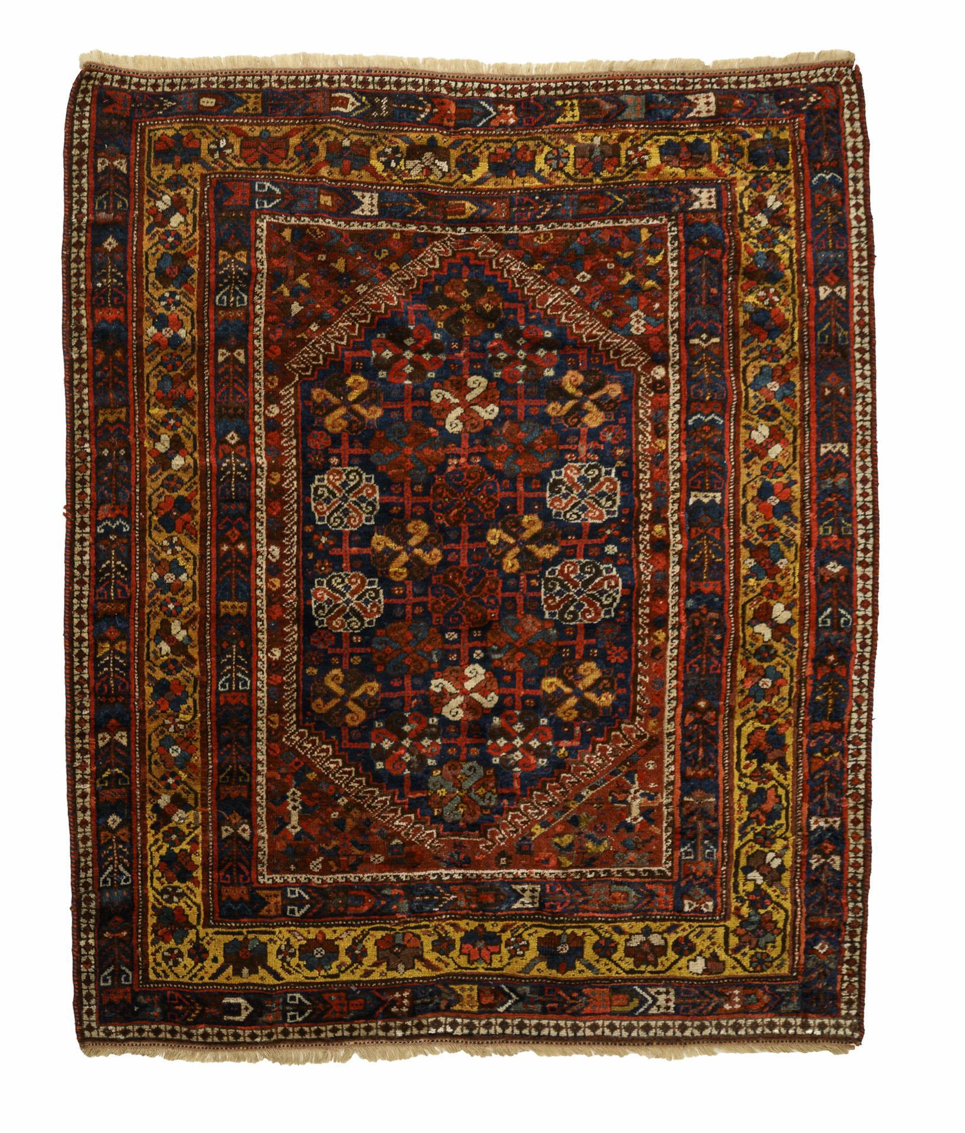 Afshar rosette rug.