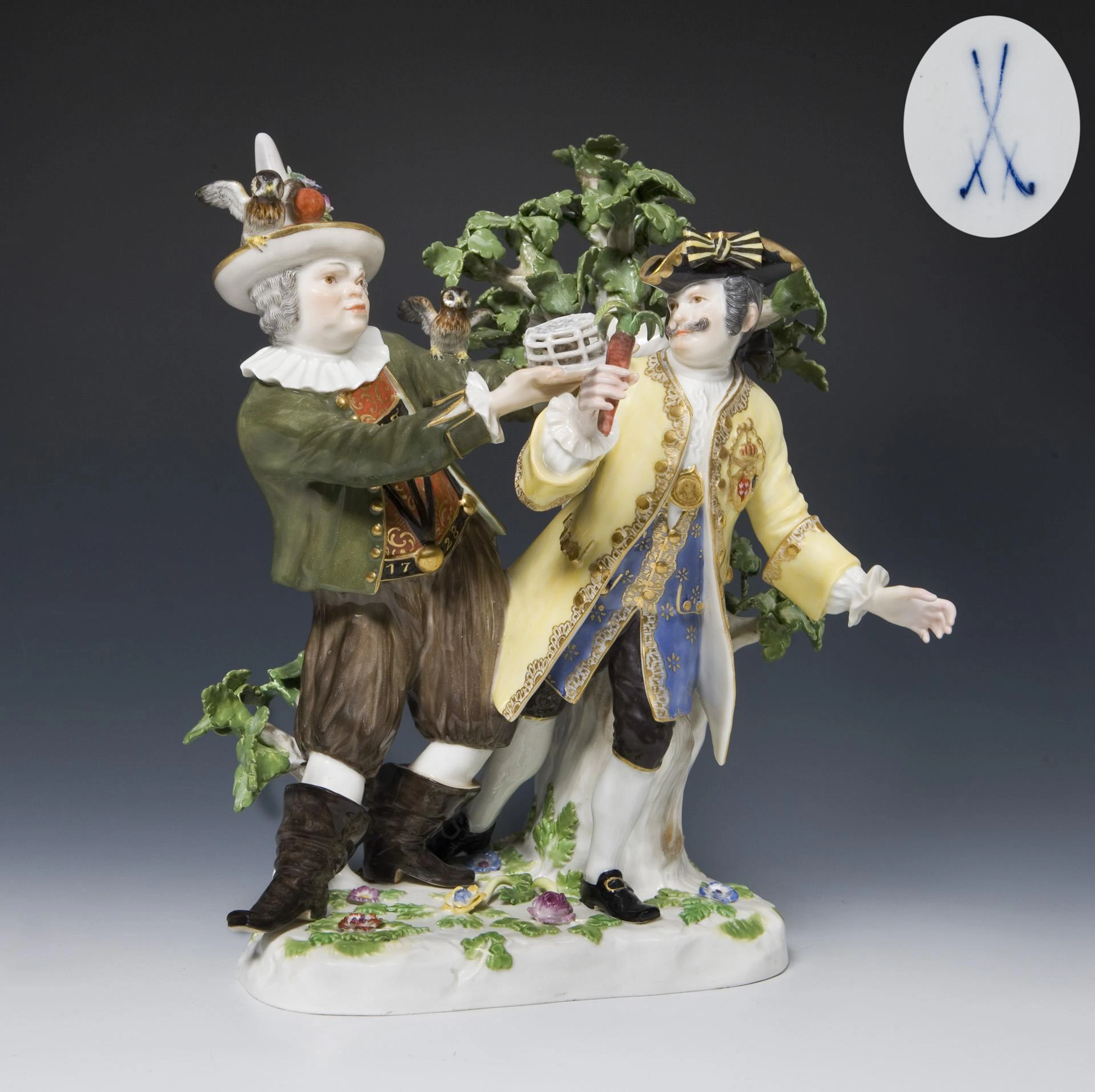 Court jesters Fröhlich and Schmiedel with mousetrap. Meissen.