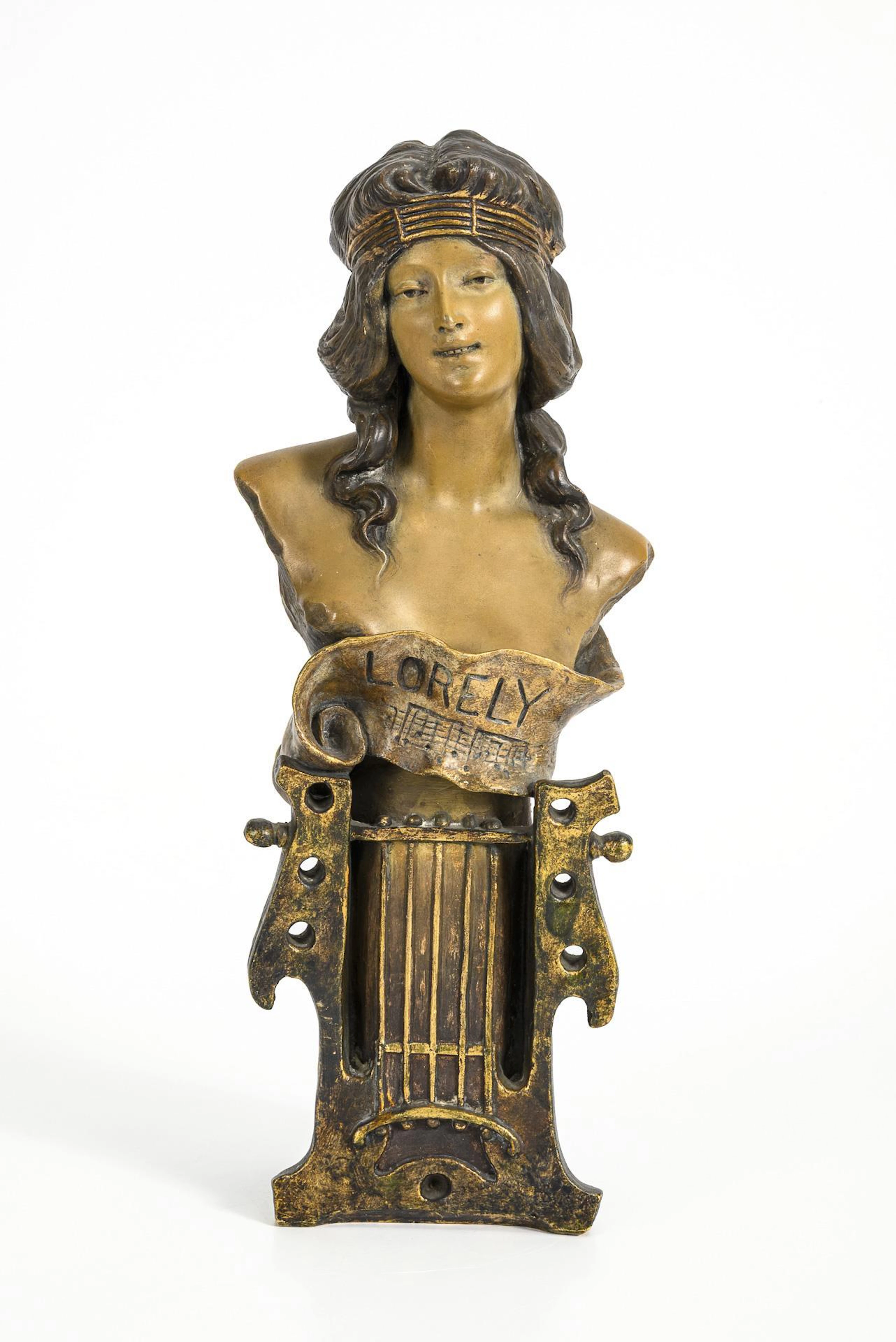 Art Nouveau terracotta bust "Lorel[e]y". Viennese manufactory Friedrich