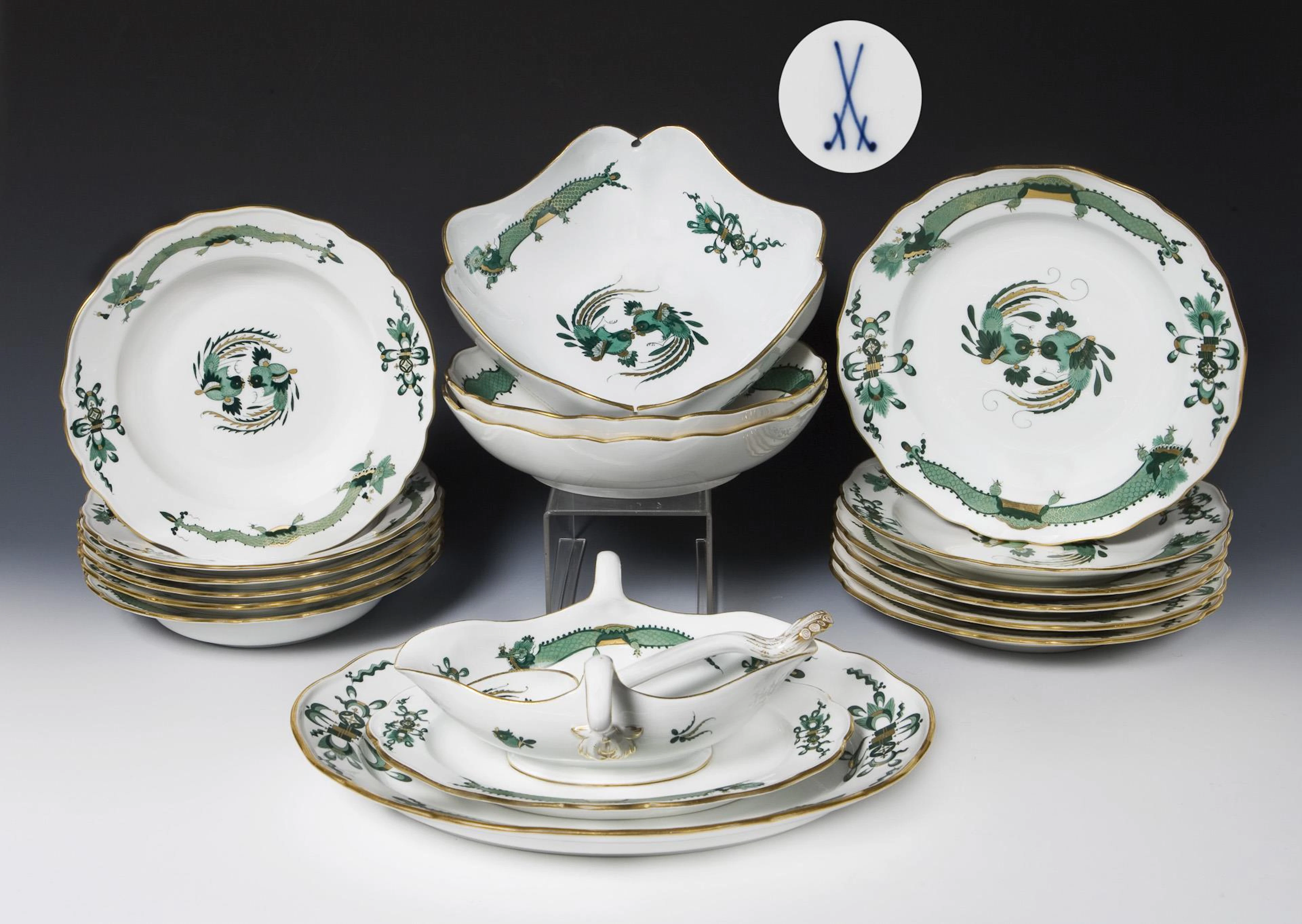 18-piece Indian dinner service. Meissen.
