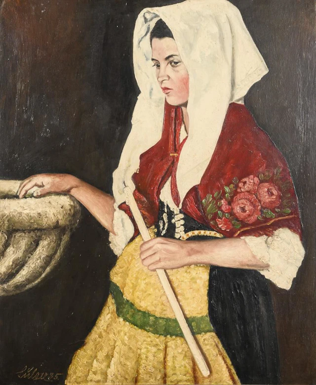 Indistinctly signed: Girl in Traditional Costume