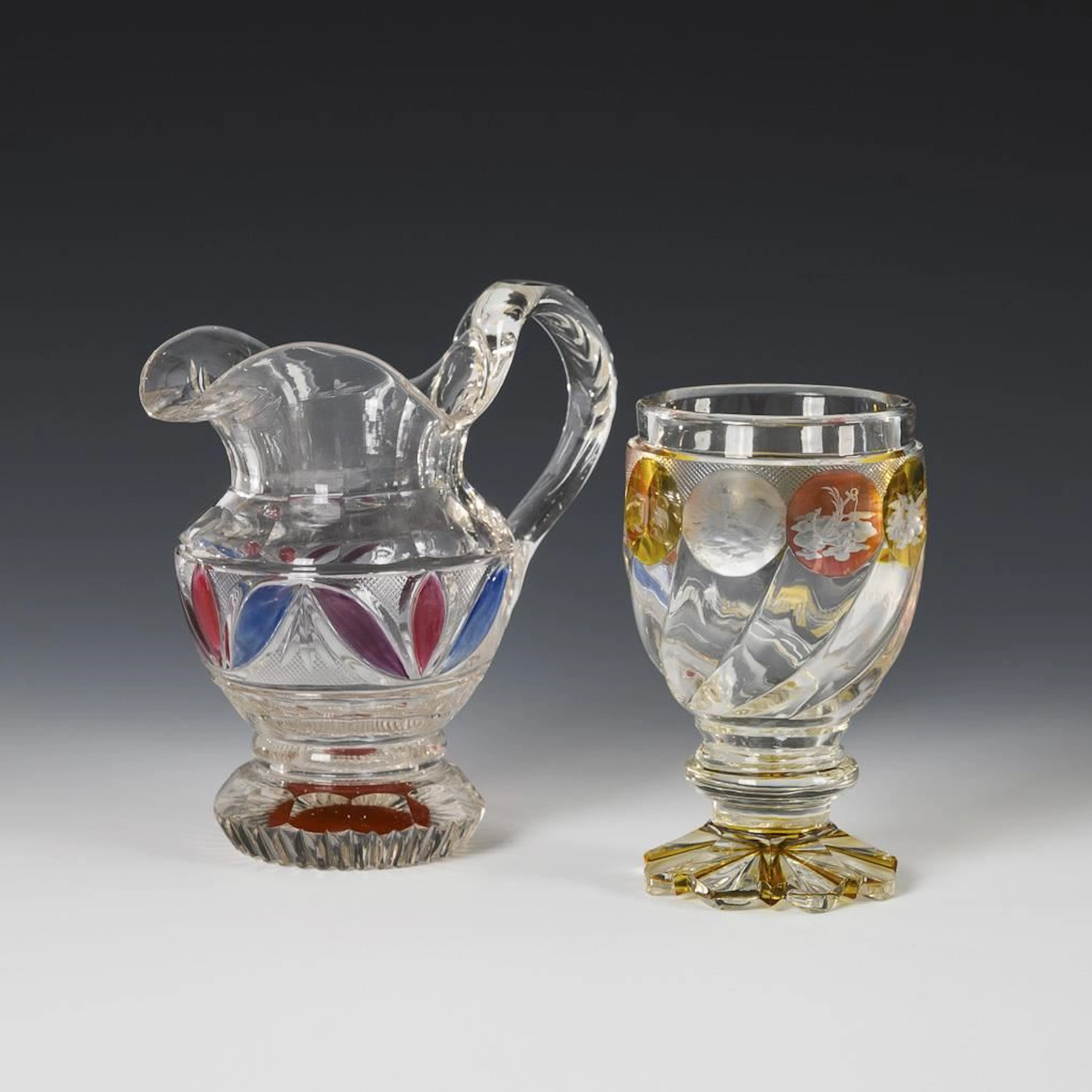 Biedermeier jug and goblet.