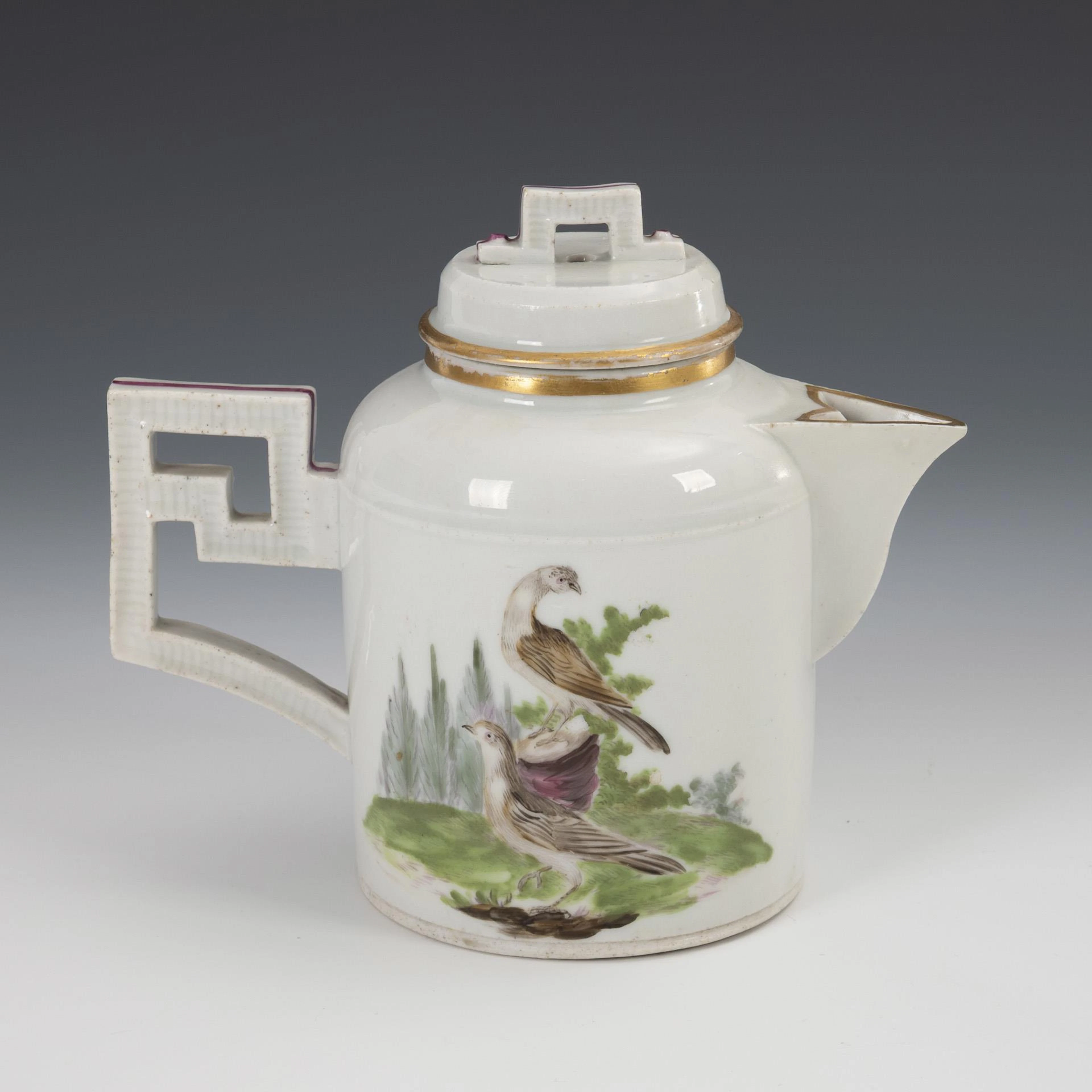 Empire jug with bird painting. Aelteste Volkstedter.