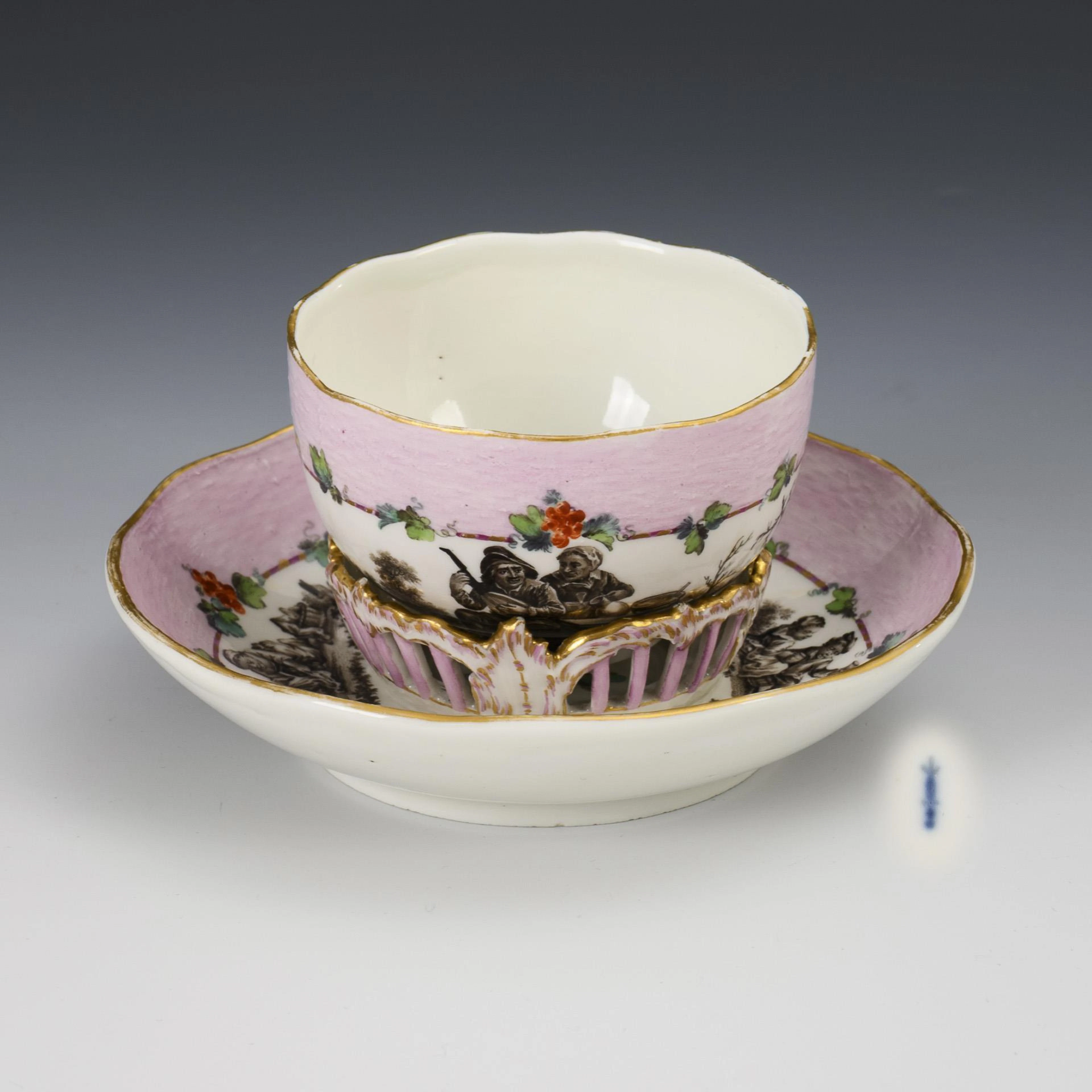 Cup with added Trembleuse saucer. KPM Berlin.