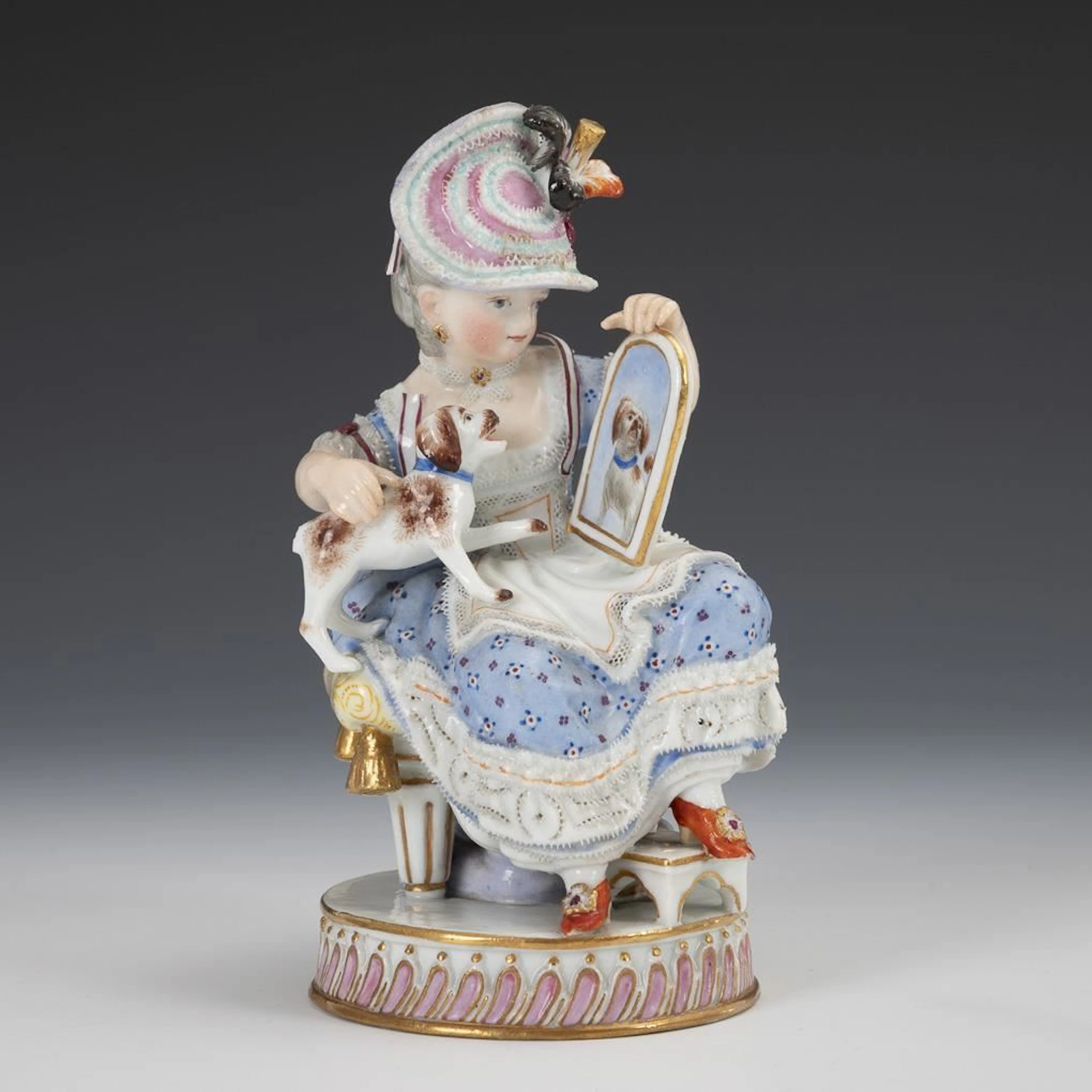Girl with Dog and Mirror. Meissen.