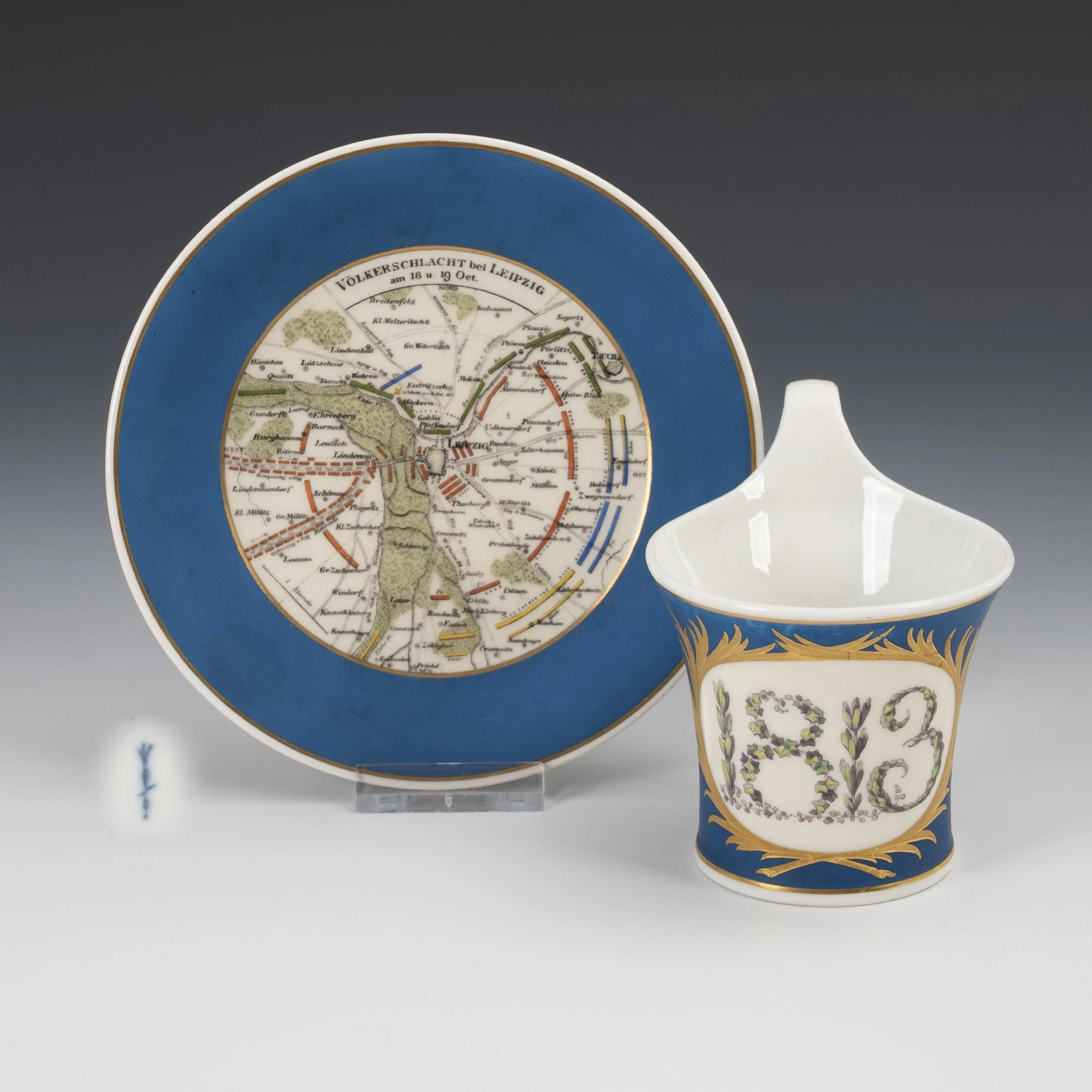 Vitrine cup commemorating the Battle of Leipzig 1813. KPM Berlin.