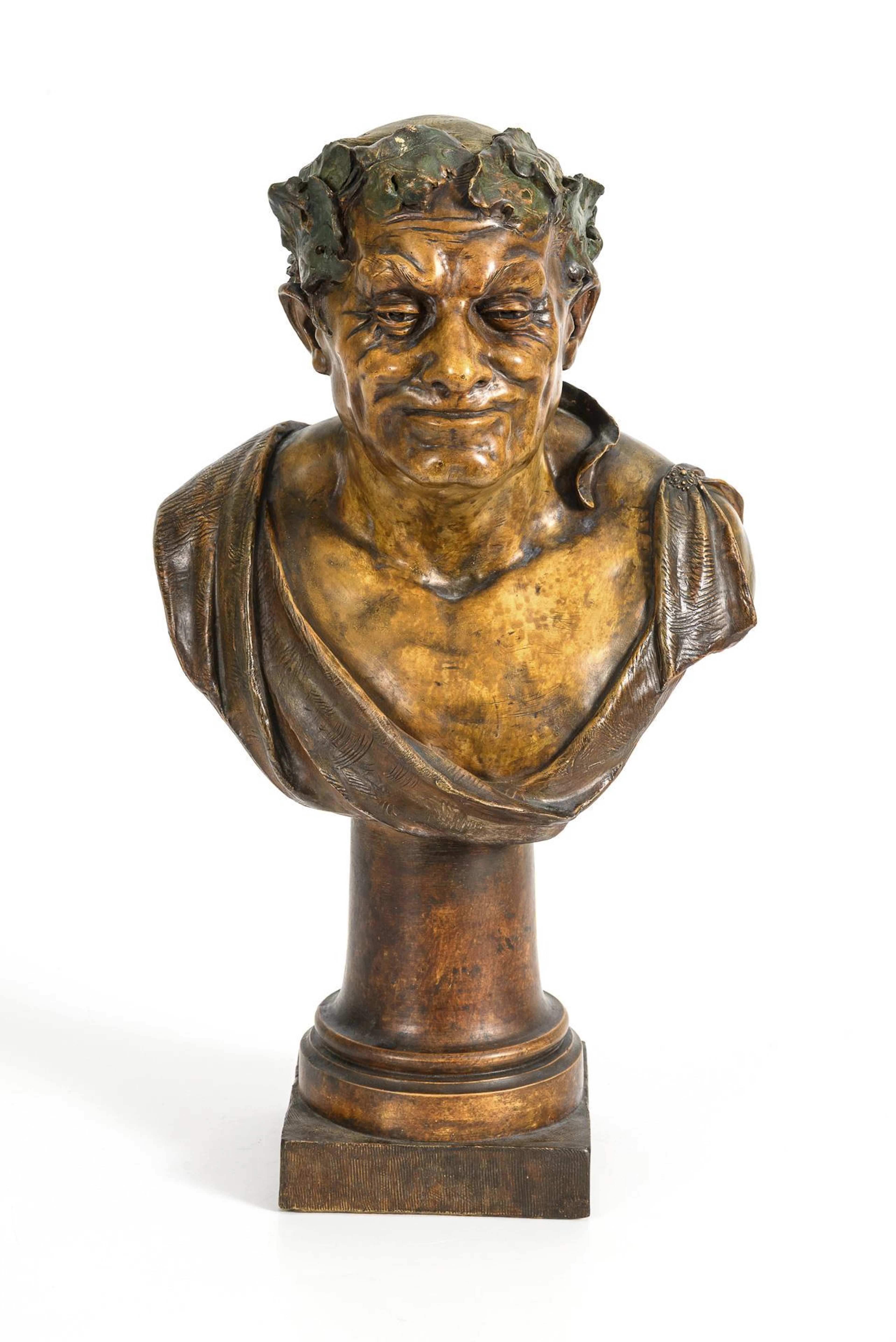 Large Art Nouveau terracotta bust "Epicurean". Viennese manufactory