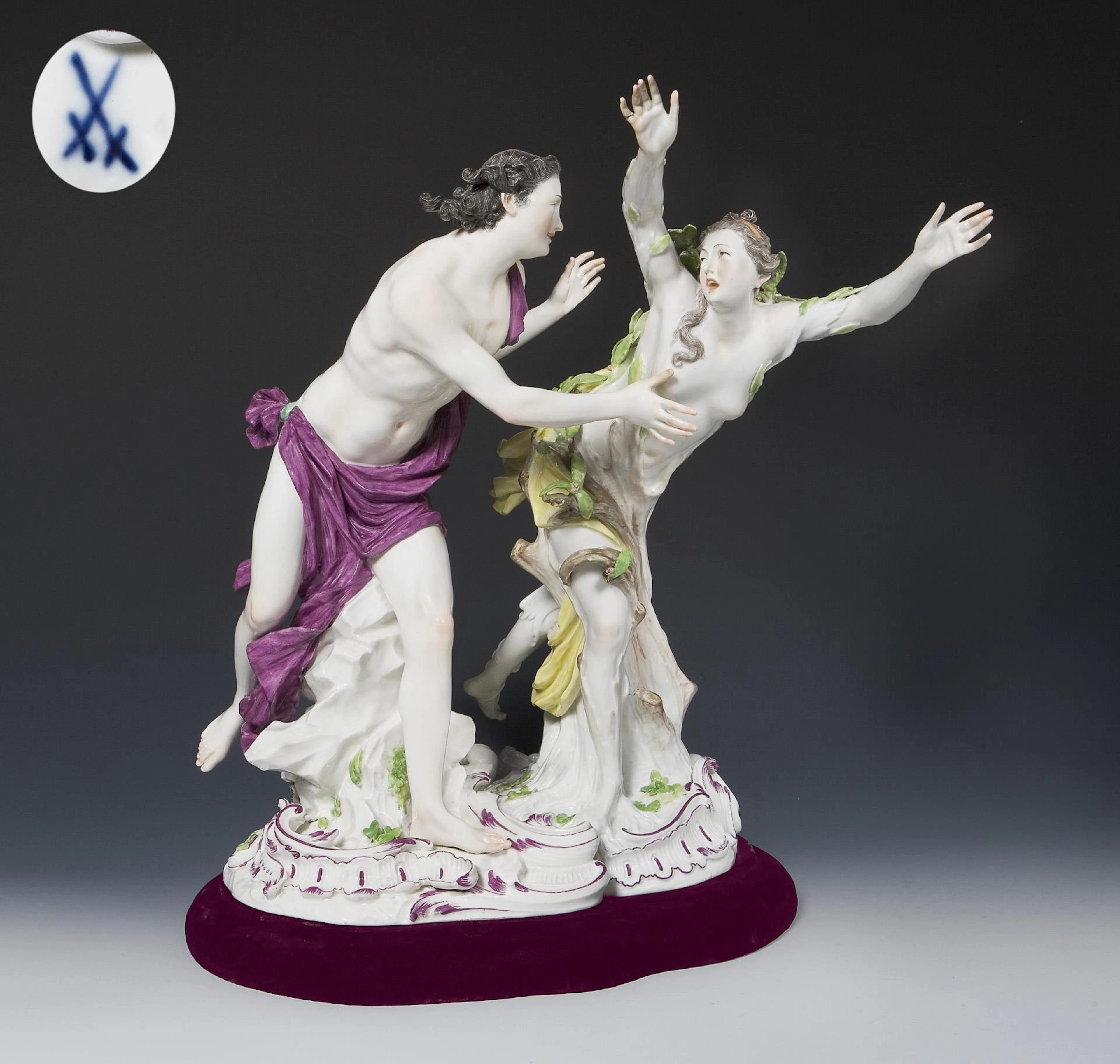 Large group of figures: Apollo and Daphne. Meissen.