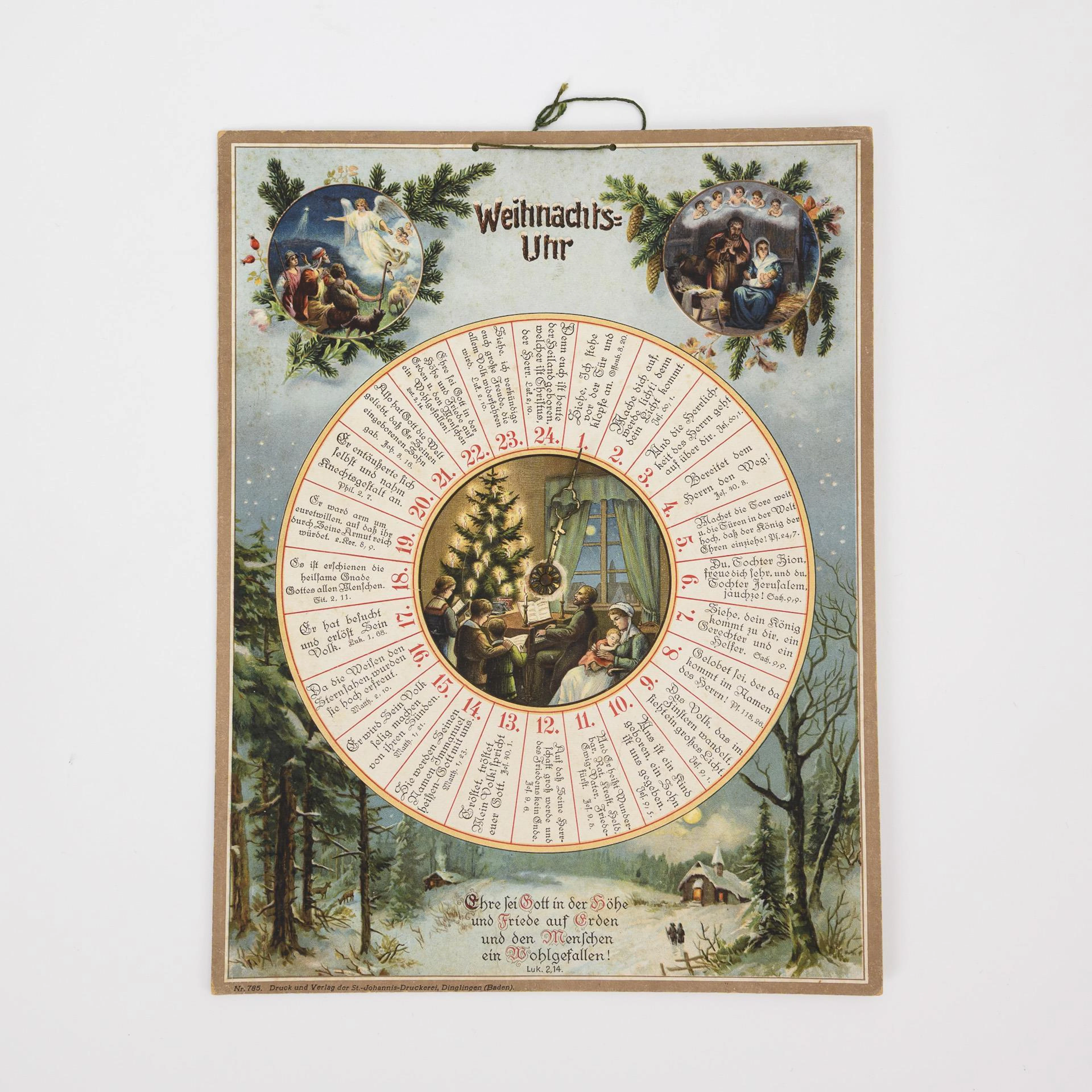 Rarity: Christmas clock as an Advent calendar. St.-Johannis-Druckerei