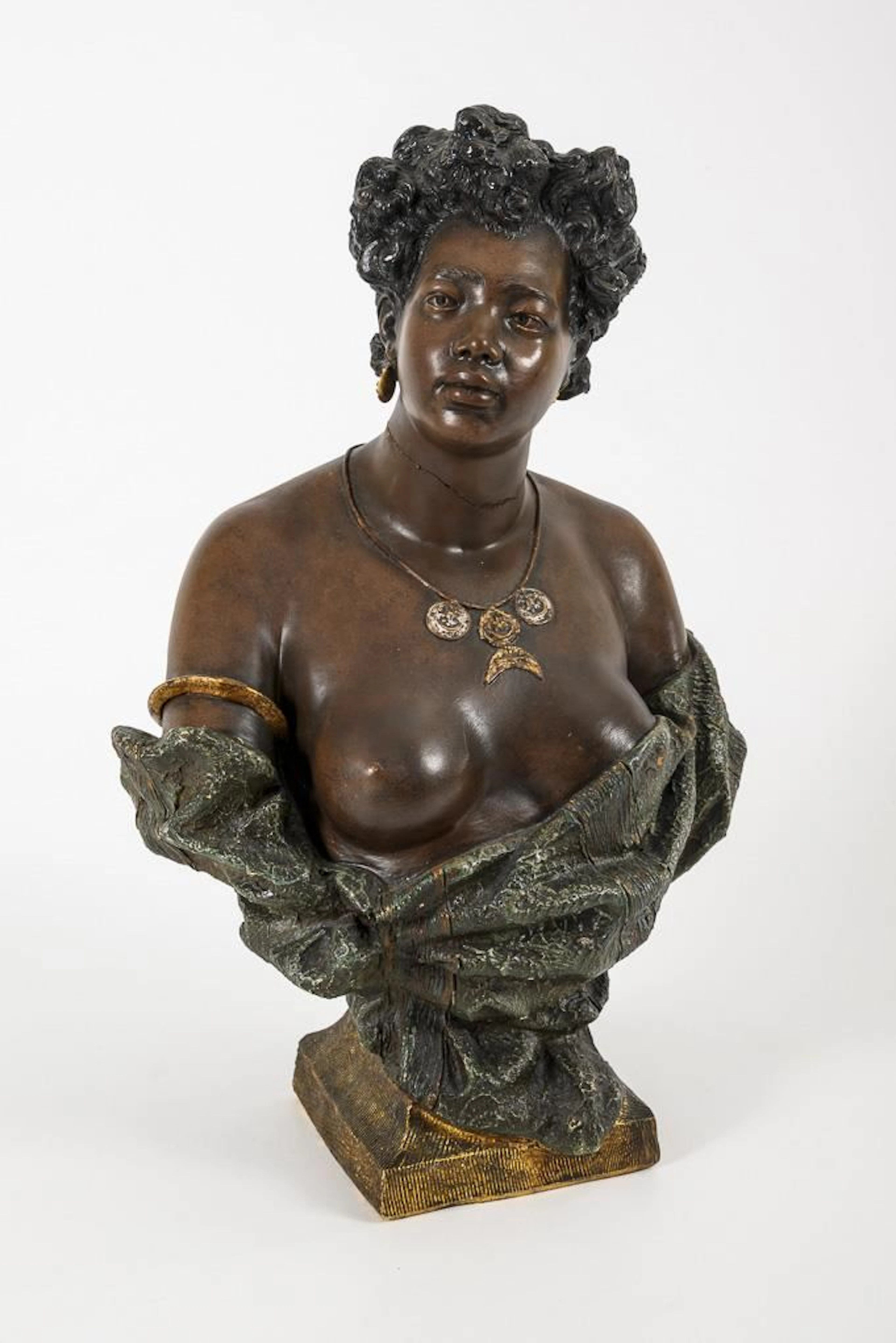 "Young African Woman" bust. Vienna-based manufacturer Friedrich Goldscheider.