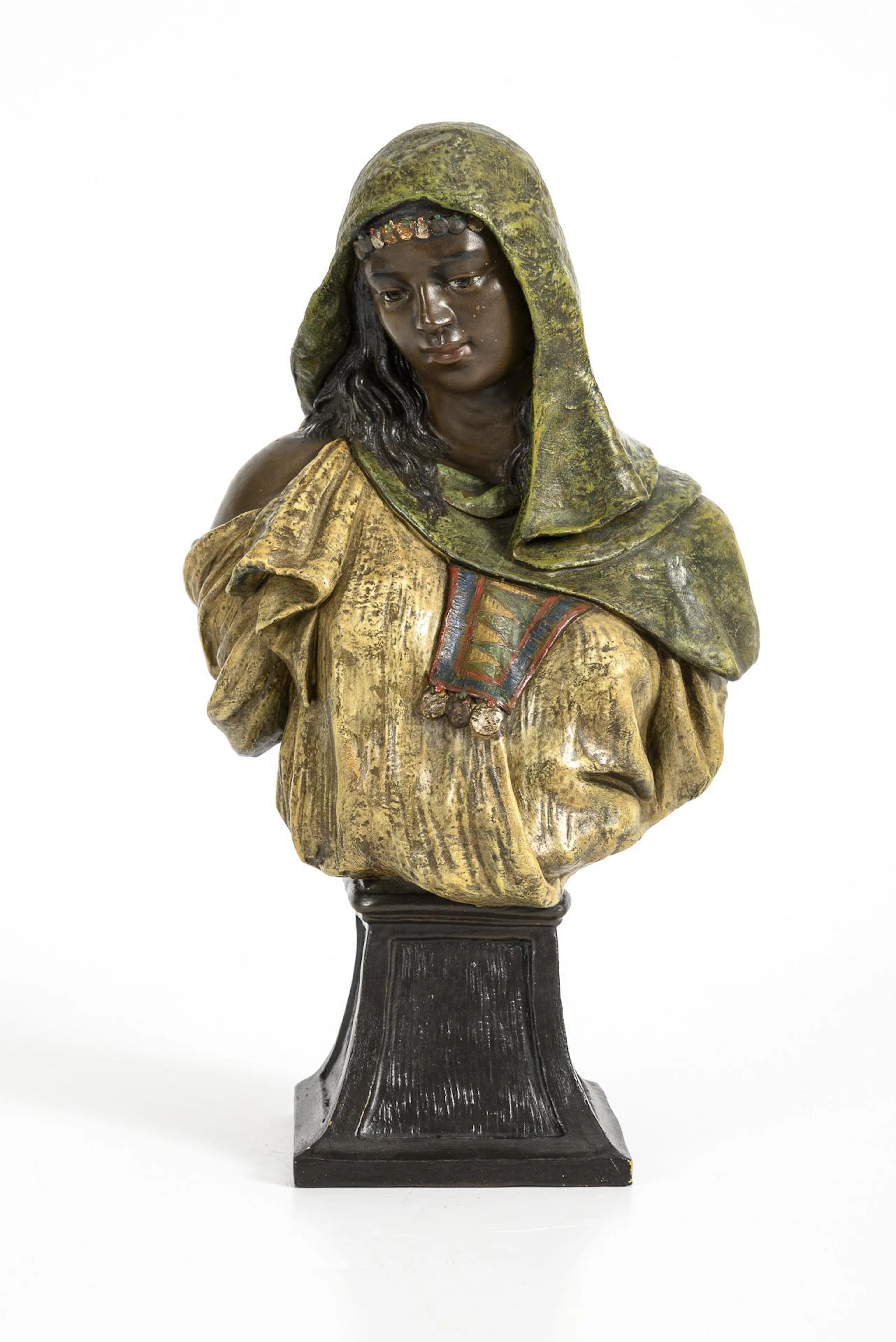 Small Art Nouveau terracotta bust "Arabian woman". Viennese manufactory