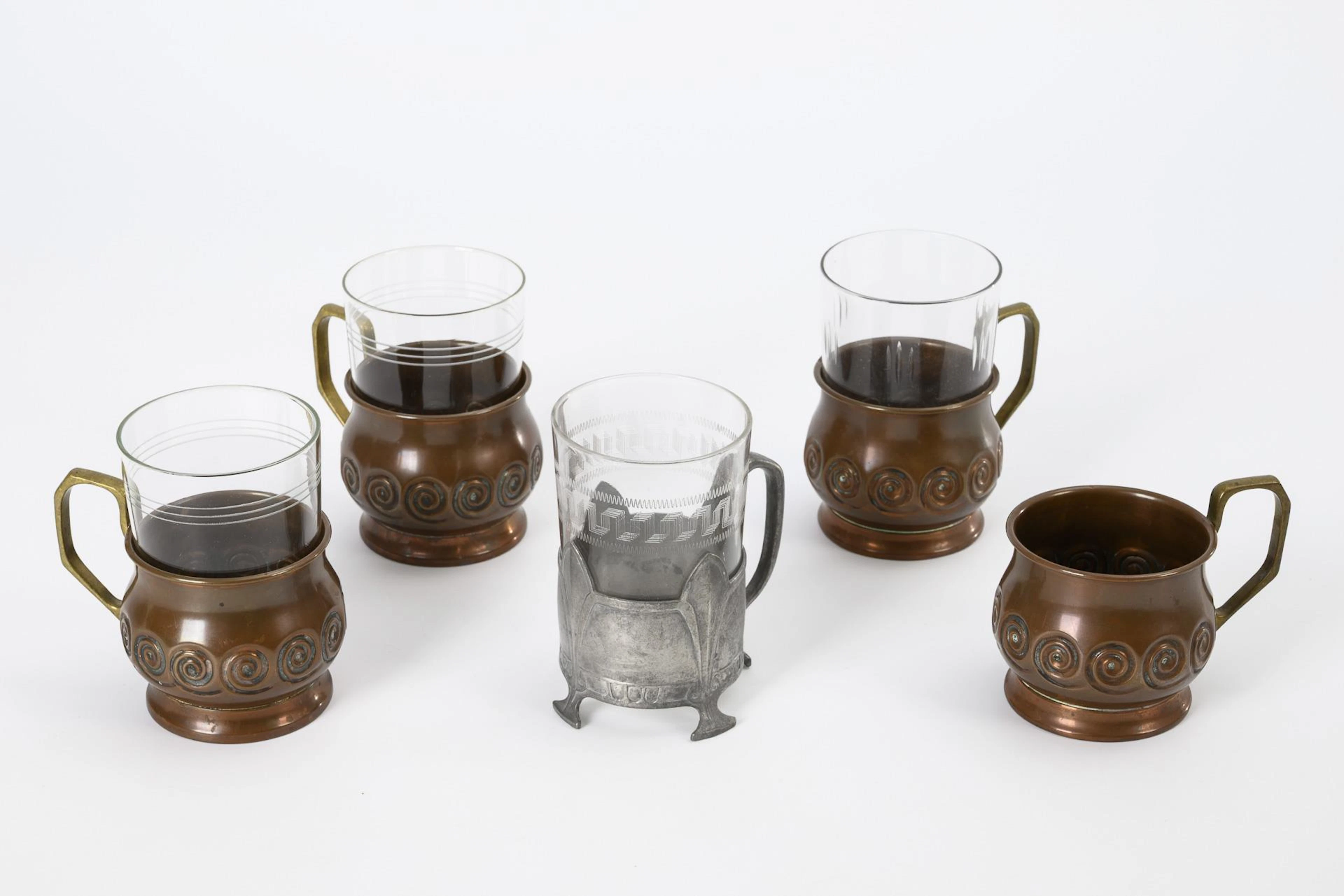 5 tea glass holders Albin Müller.