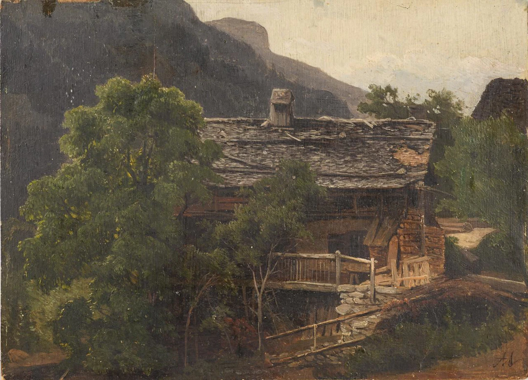 Monogrammist: Small Landscape with a Mountain Hut