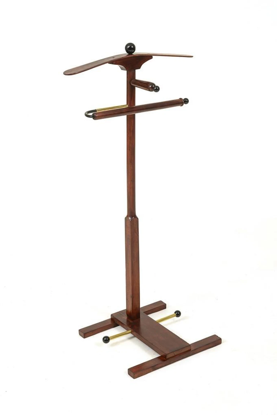 Valet stand with shoe storage.