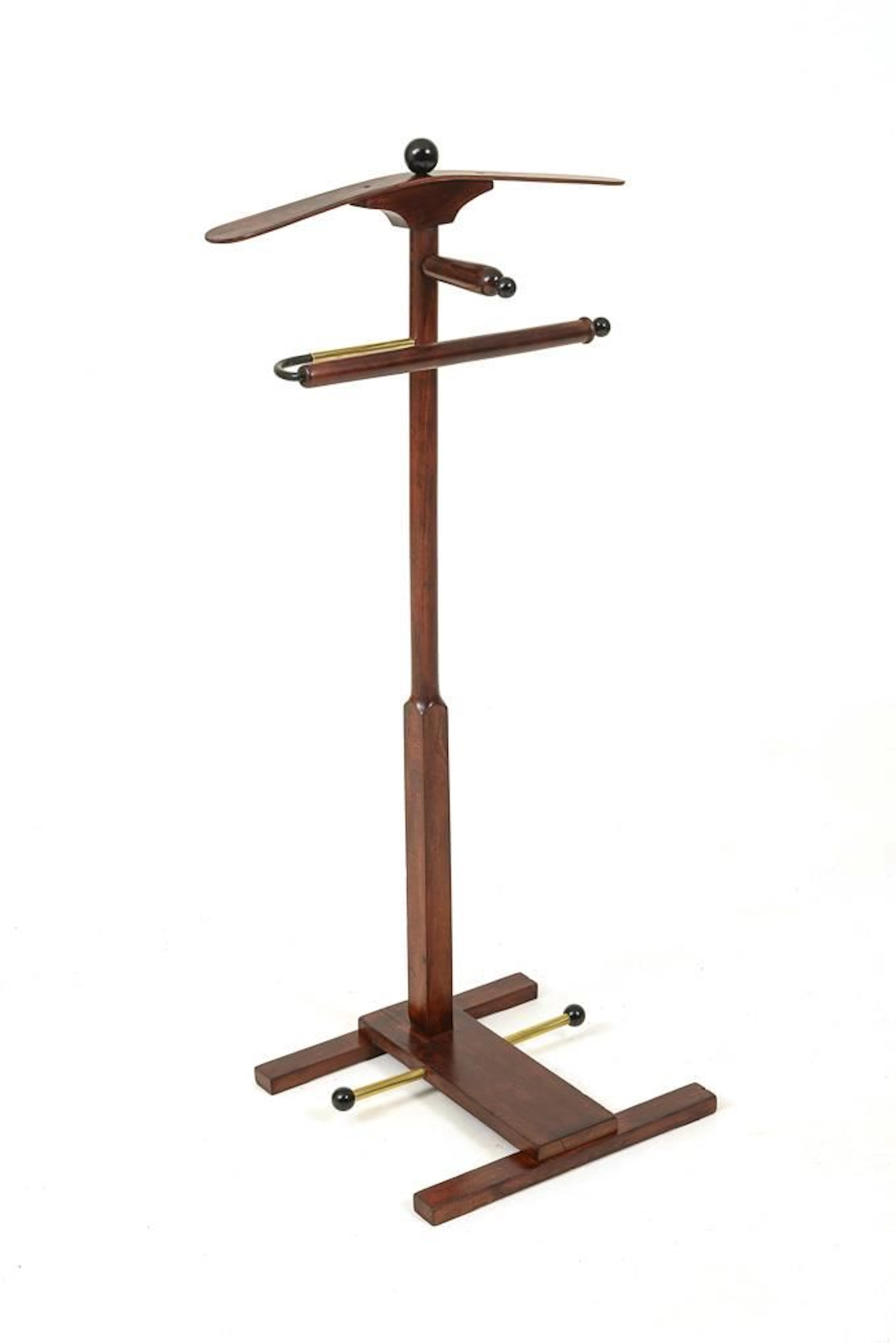 Valet stand with shoe storage.
