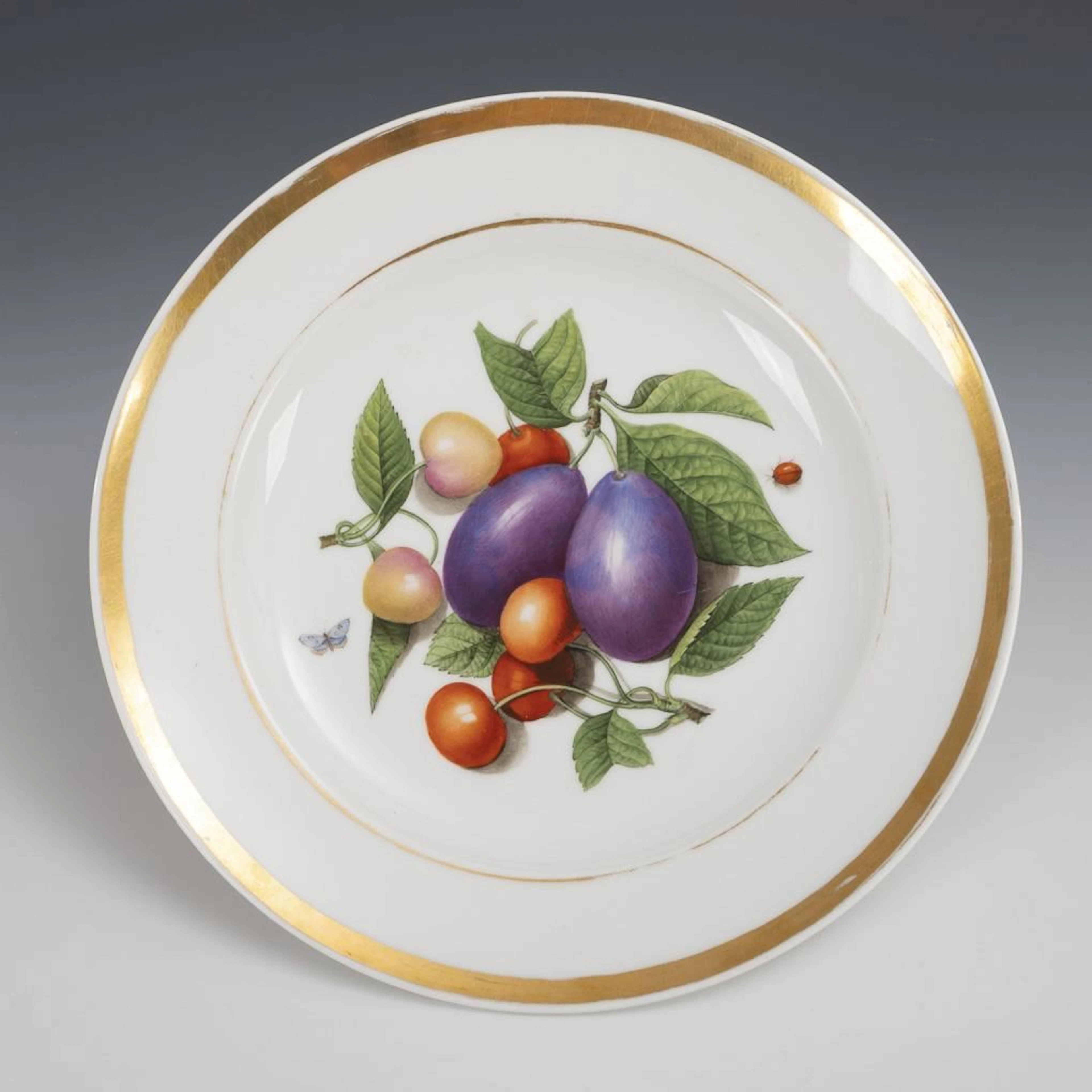 Biedermeier plate with fruit design. KPM Berlin.
