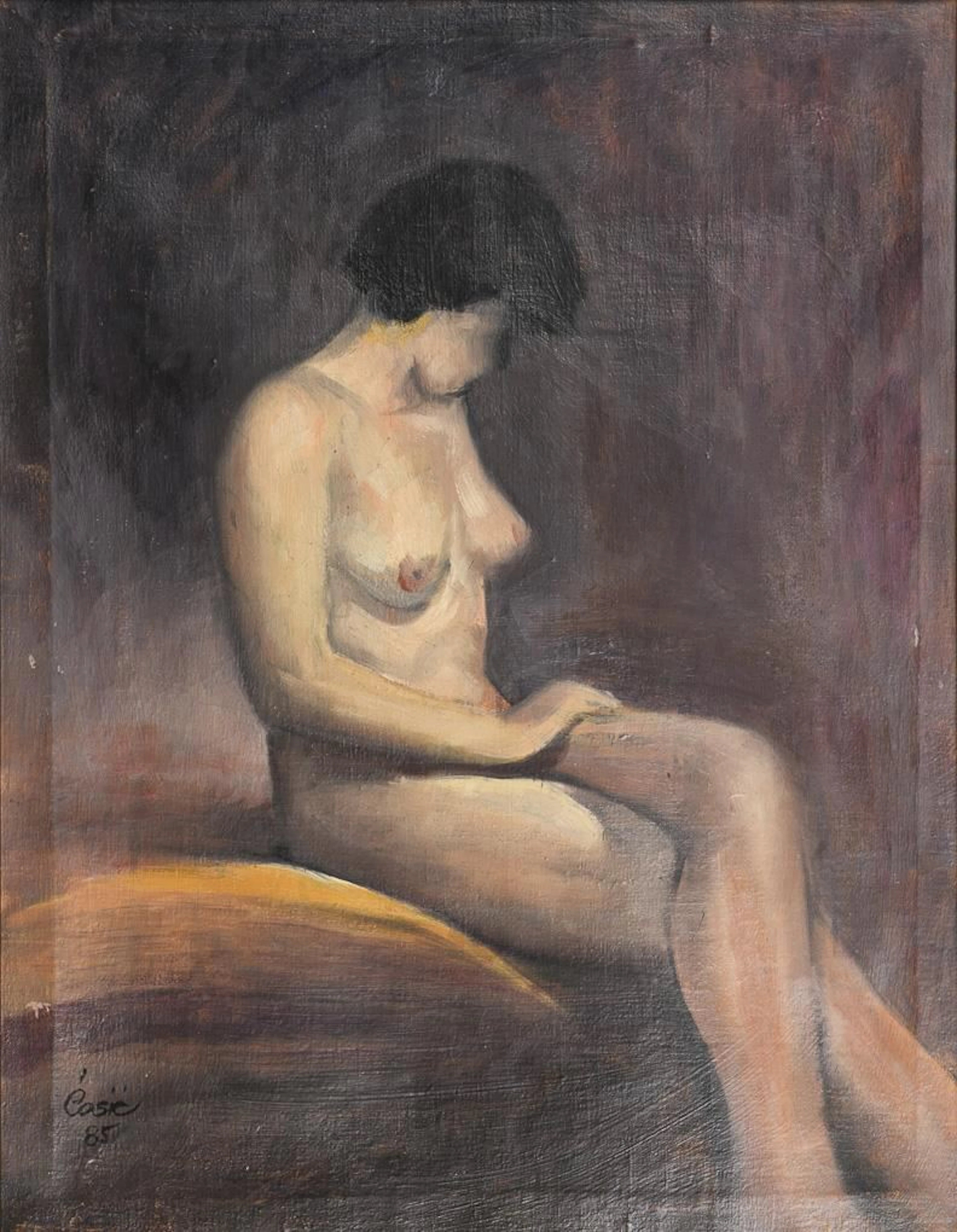 Indistinctly signed: Seated Female Nude
