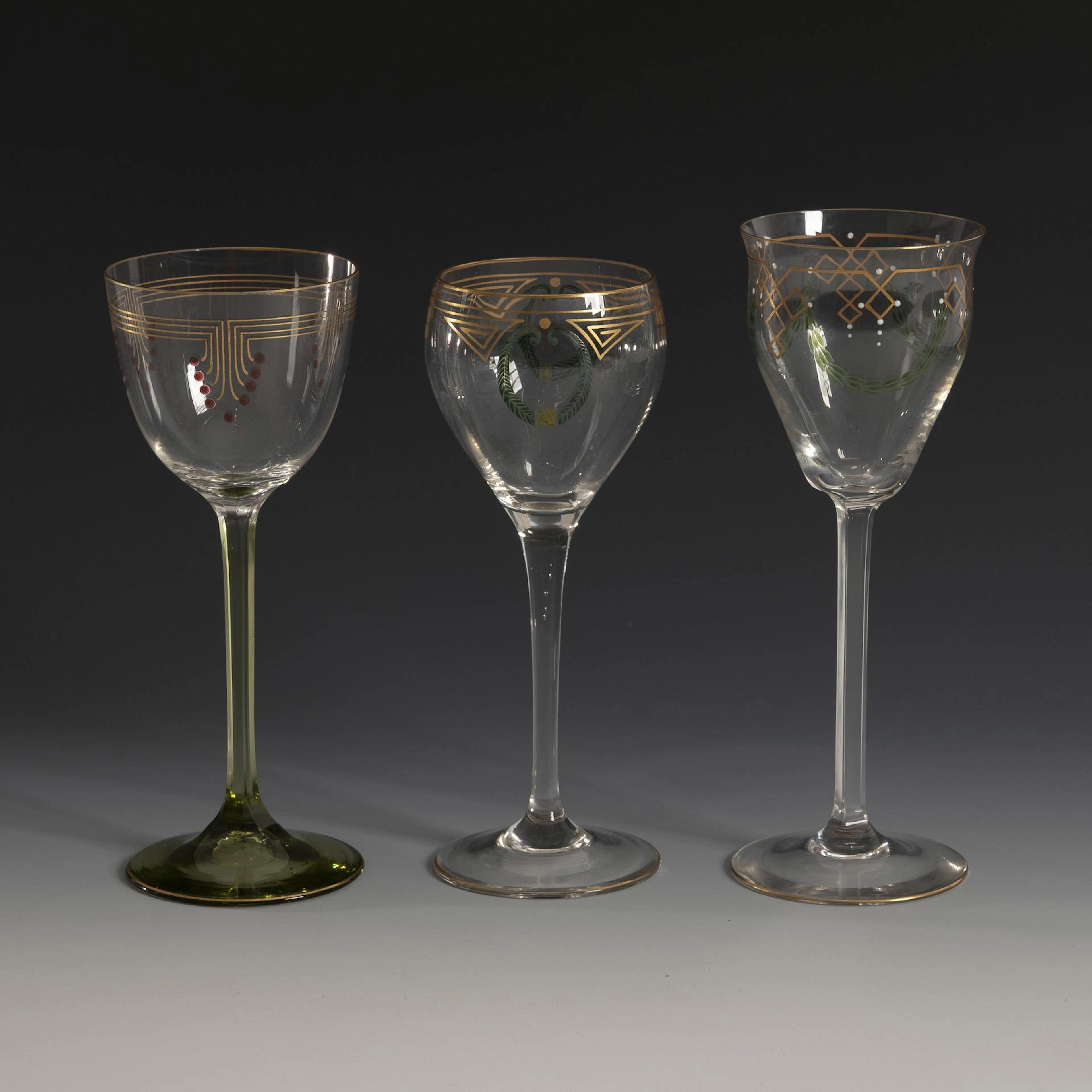 3 Art Nouveau Romans with enamel painting. Theresienthal.
