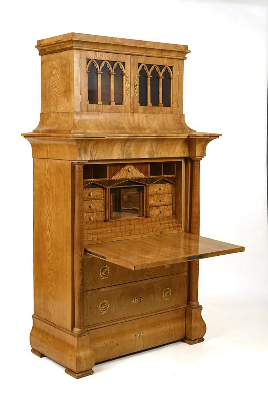 Biedermeier display cabinet with writing desk.