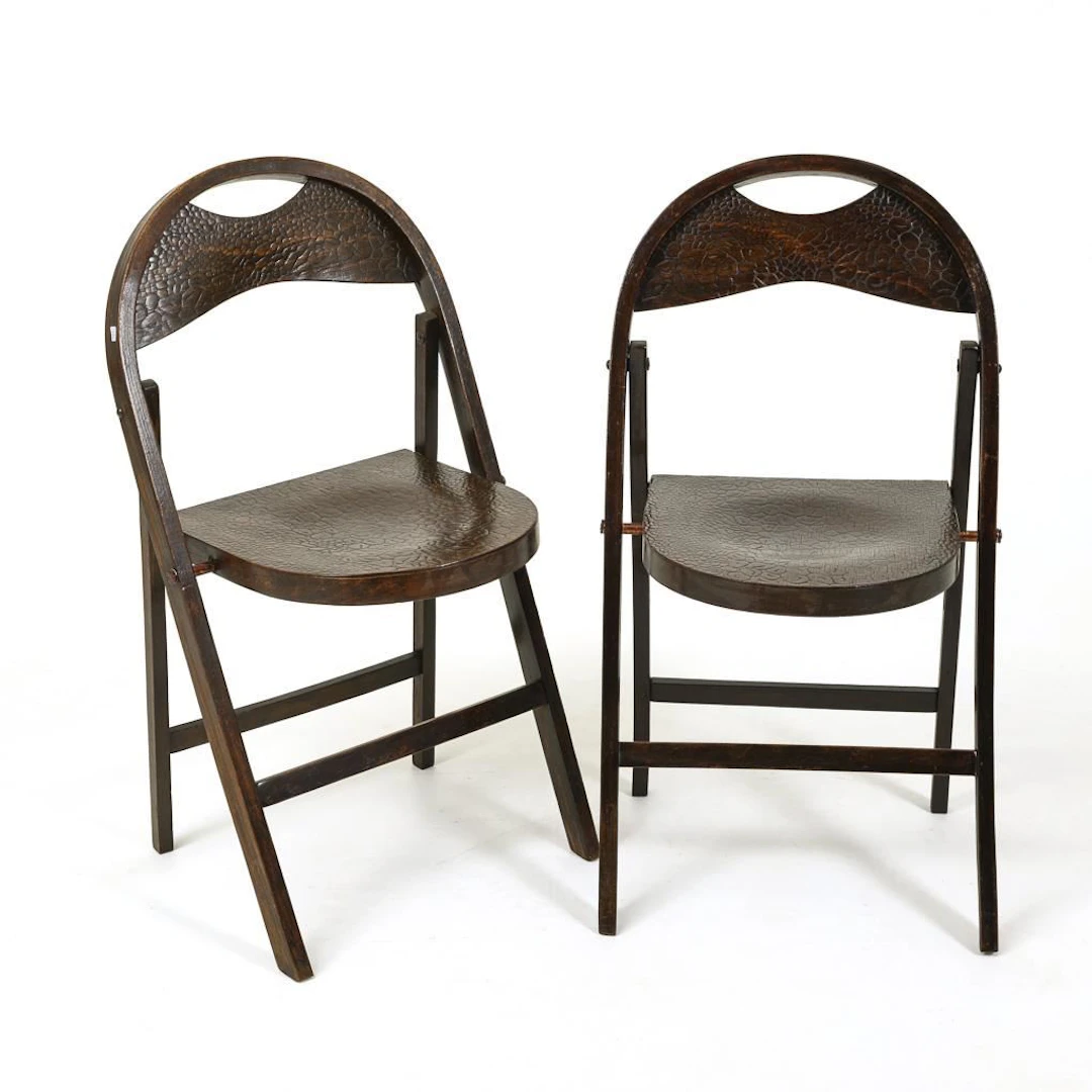 A pair of exceptional bentwood folding chairs.
