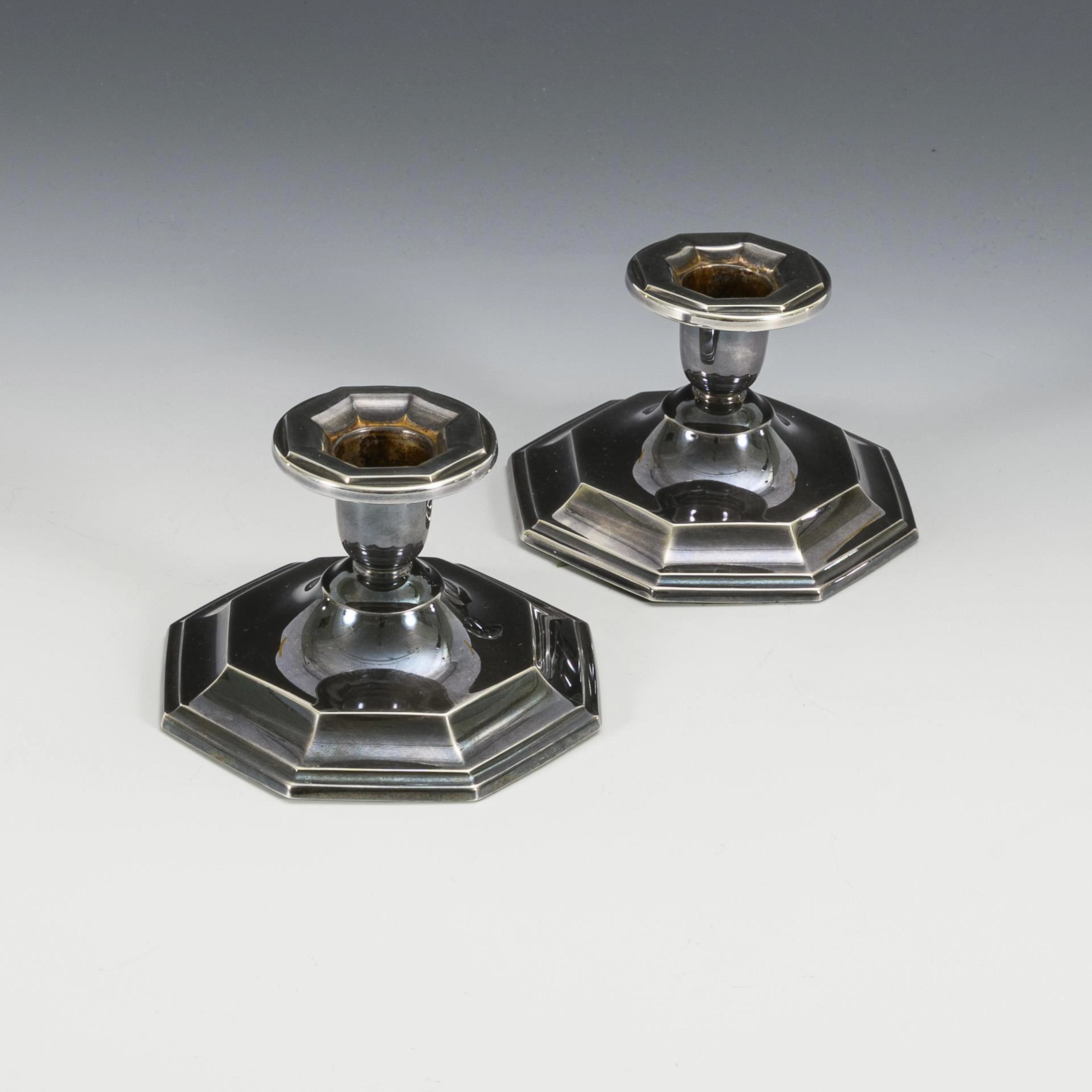 Pair of octagonal candlesticks. Well Thorvald Marthinsen Sölvvarefabrikk.