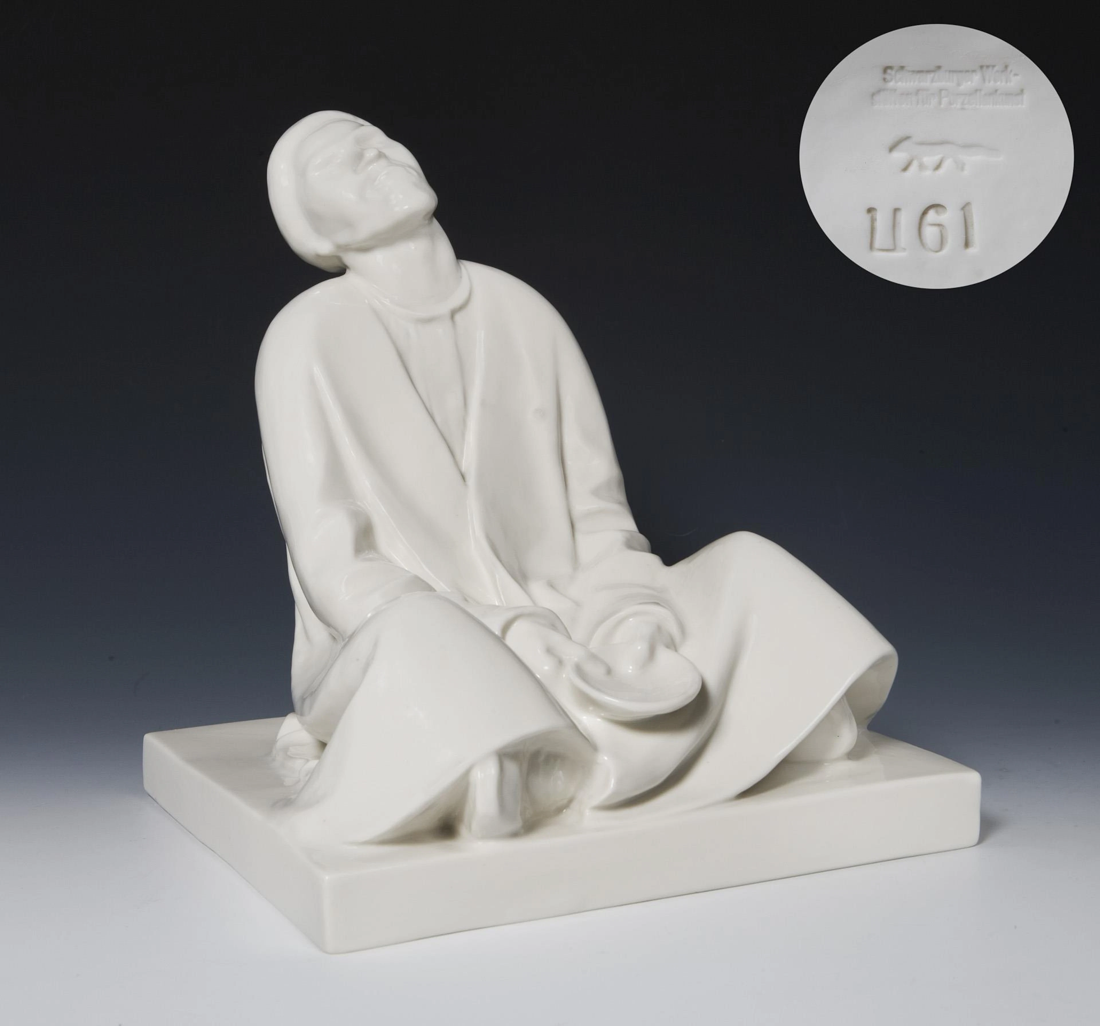 Blind beggar with bowl. Schwarzburger Werkstätten für Porzellankunst
