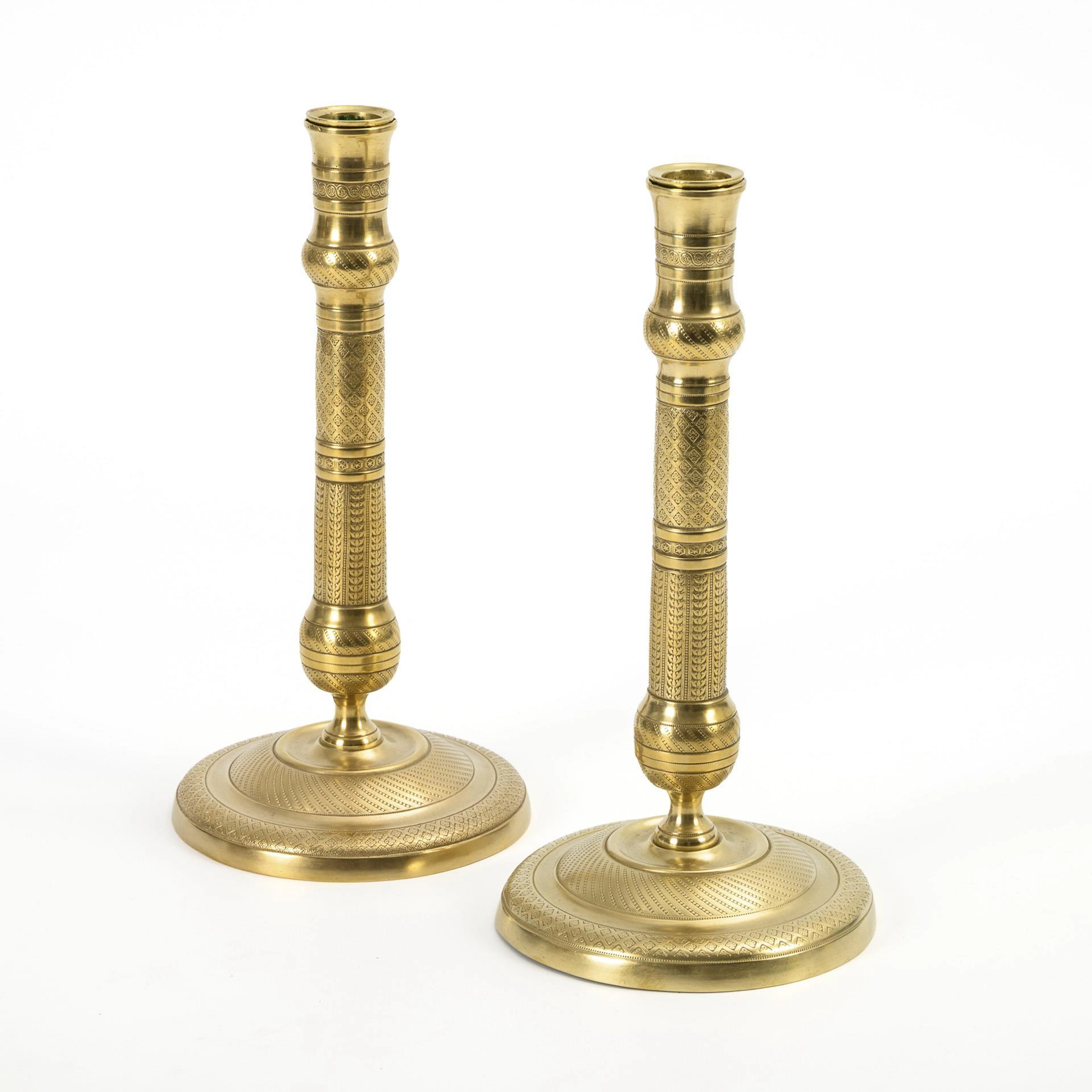 Pair of French Empire chandeliers.