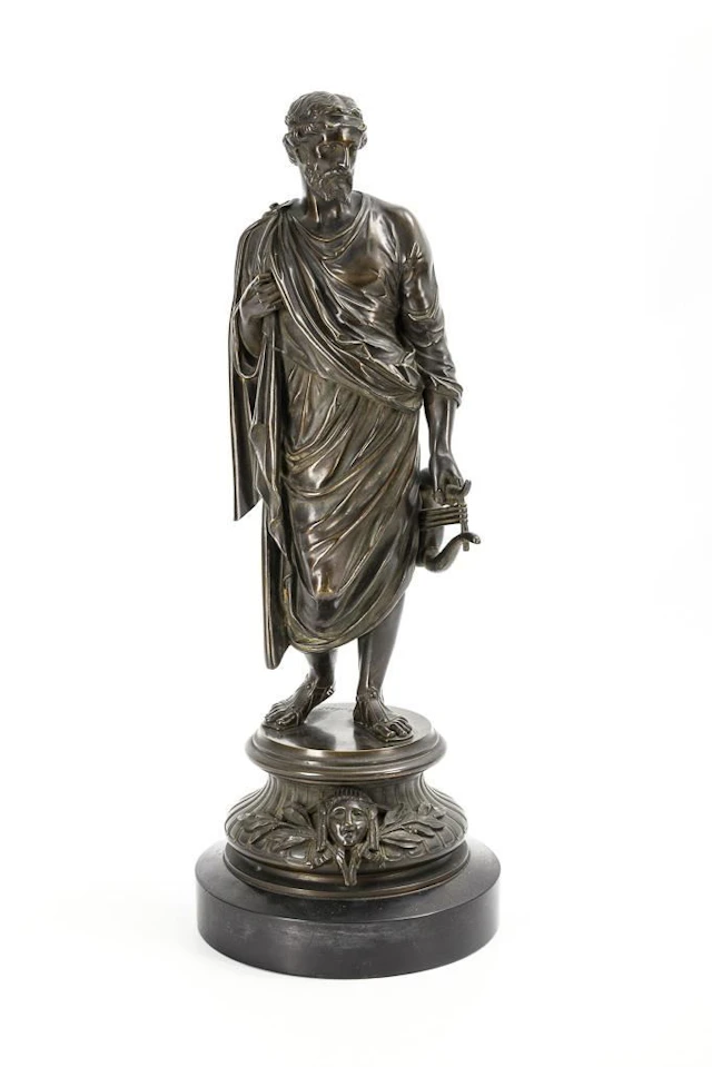 AUBERT, AUBERT, AUBERT, Bronze figure of a musician in an antique