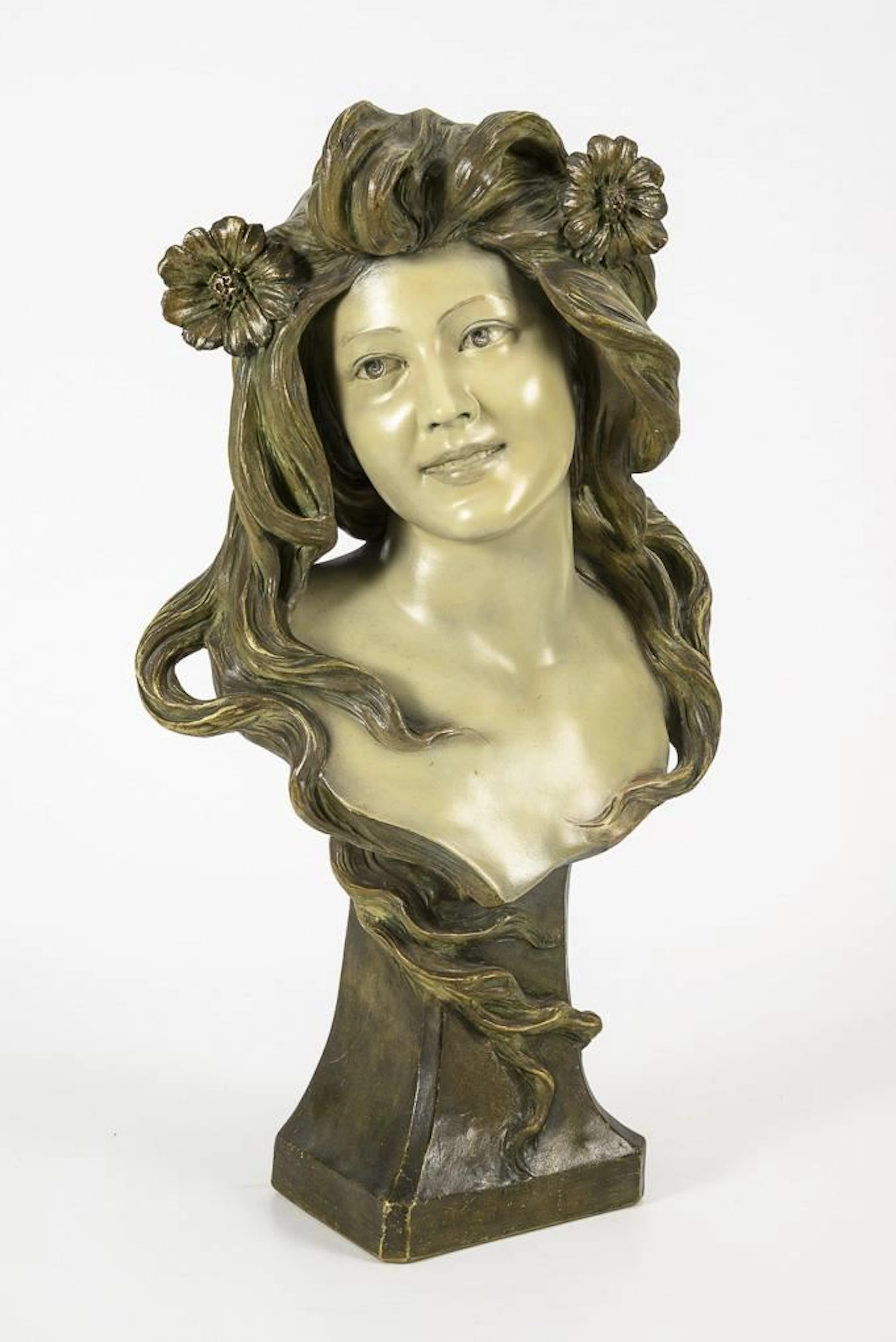 Art Nouveau bust of a nymph.