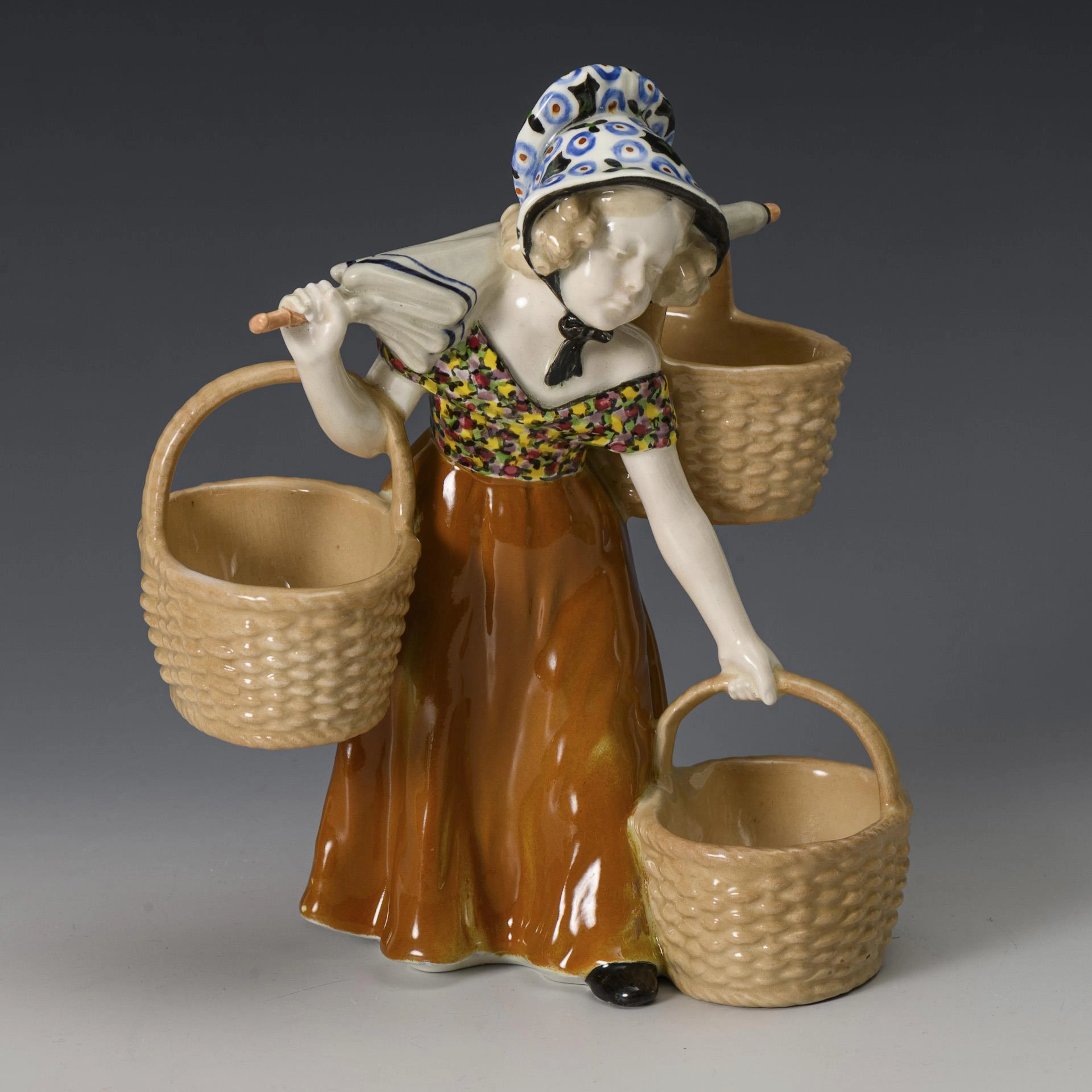 Art Nouveau girl figurine "Basket bearer". Viennese manufactory Friedrich