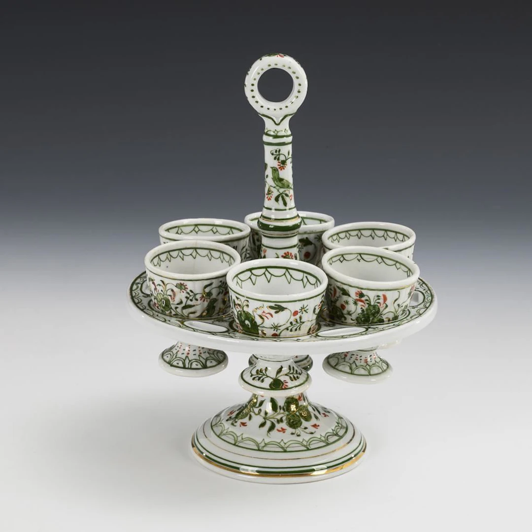 Bird-Patterned Egg Cup Set. Rauenstein.